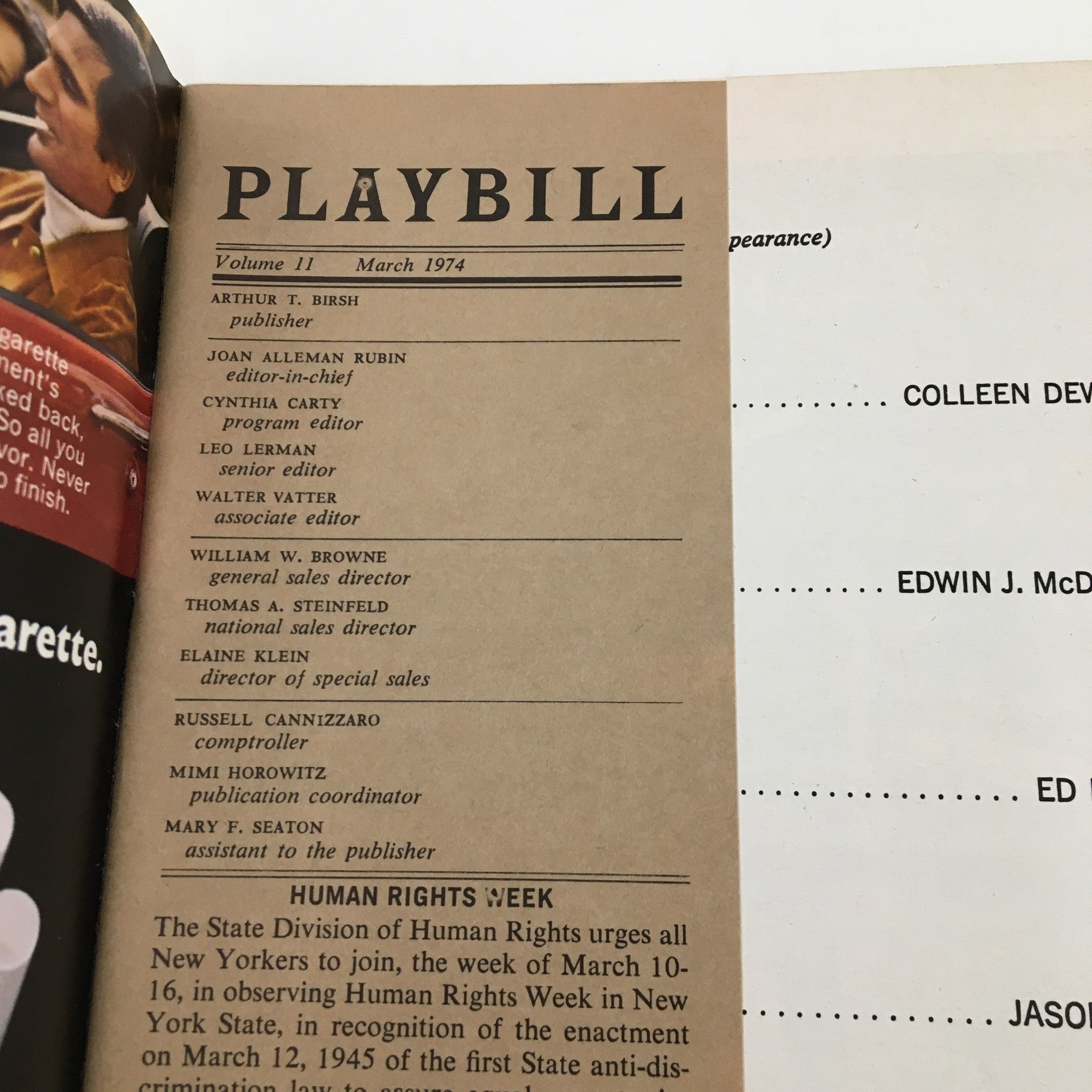 1974 Playbill The Morosco Theatre in Eugene O'Neill's A Moon For The Misbegotten