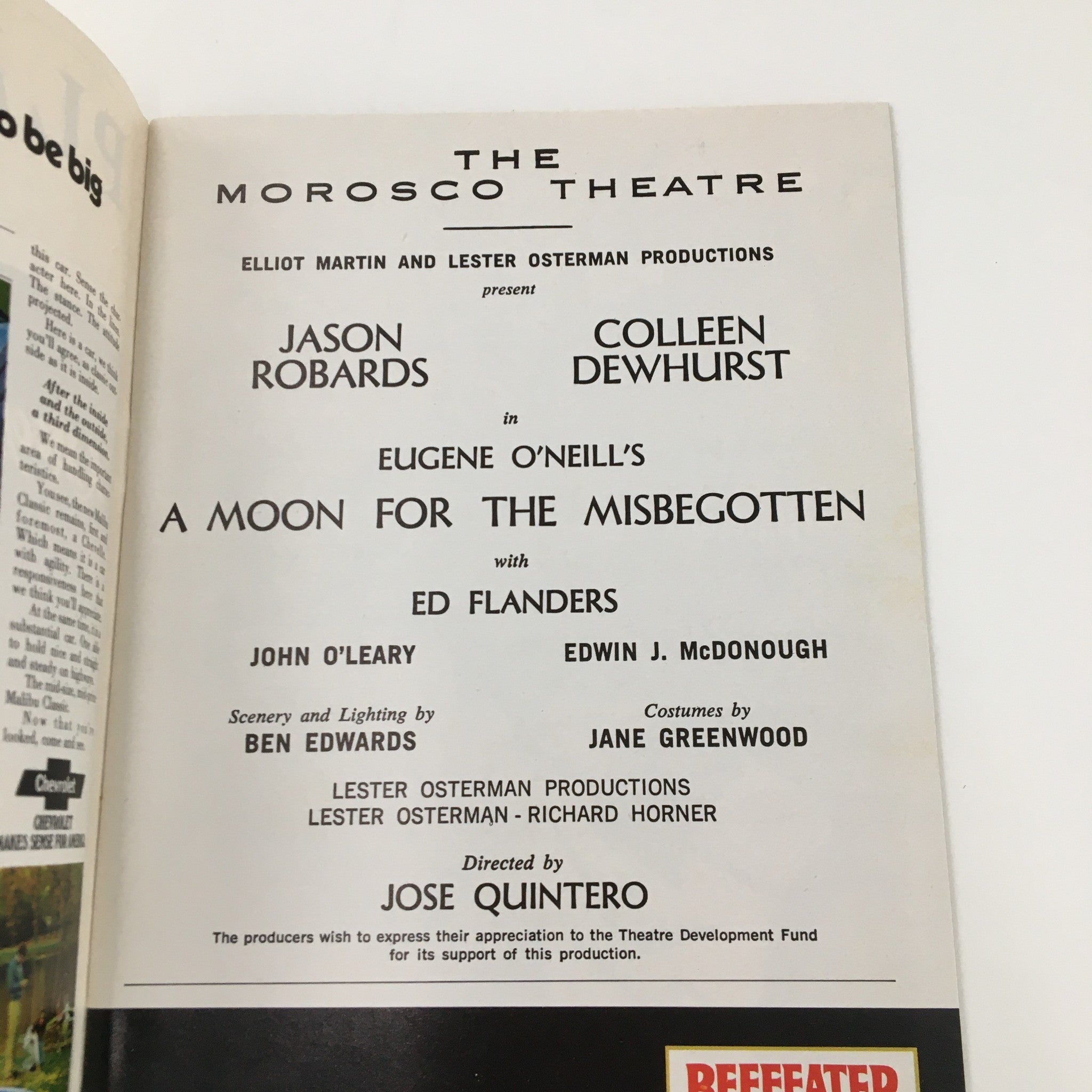 1974 Playbill The Morosco Theatre in Eugene O'Neill's A Moon For The Misbegotten