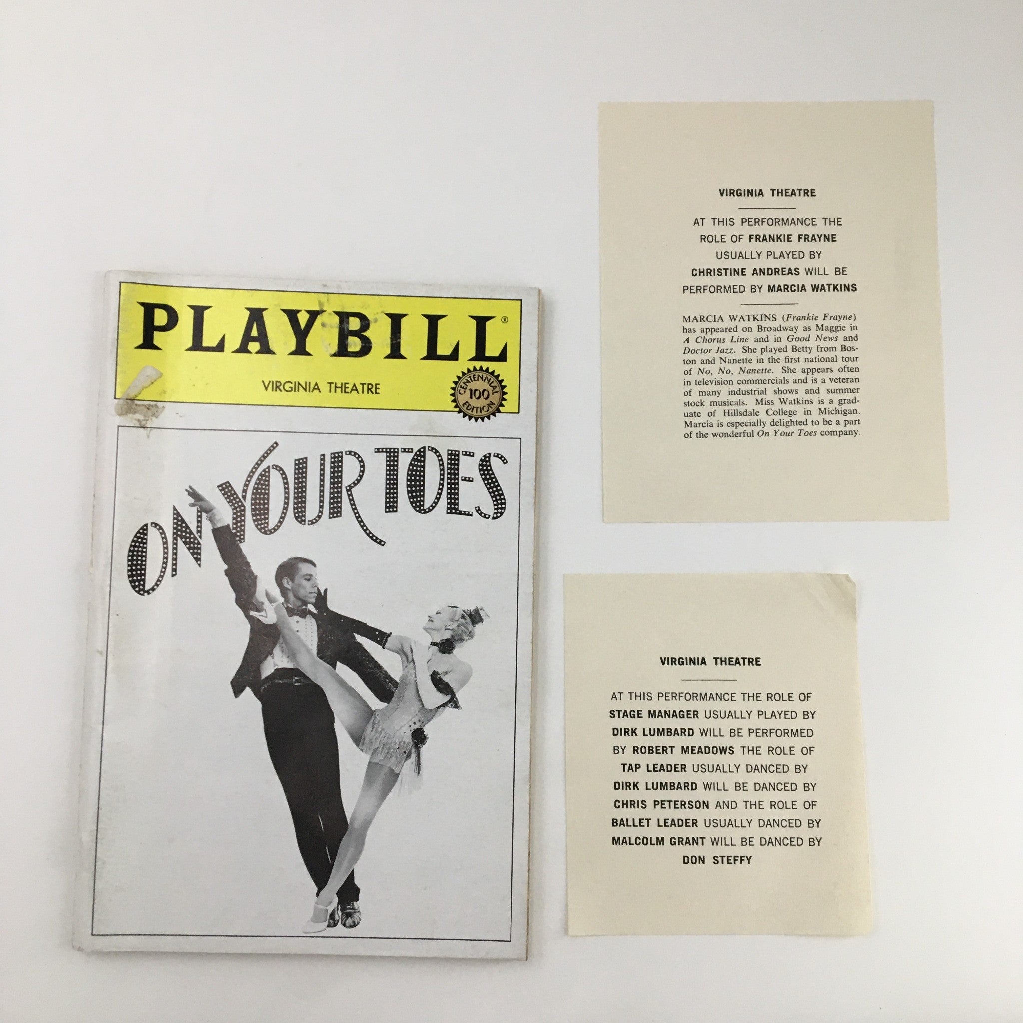 1984 Playbill Virginia Theatre Lara Teeter in Rodgers & Hart's On Your Toes