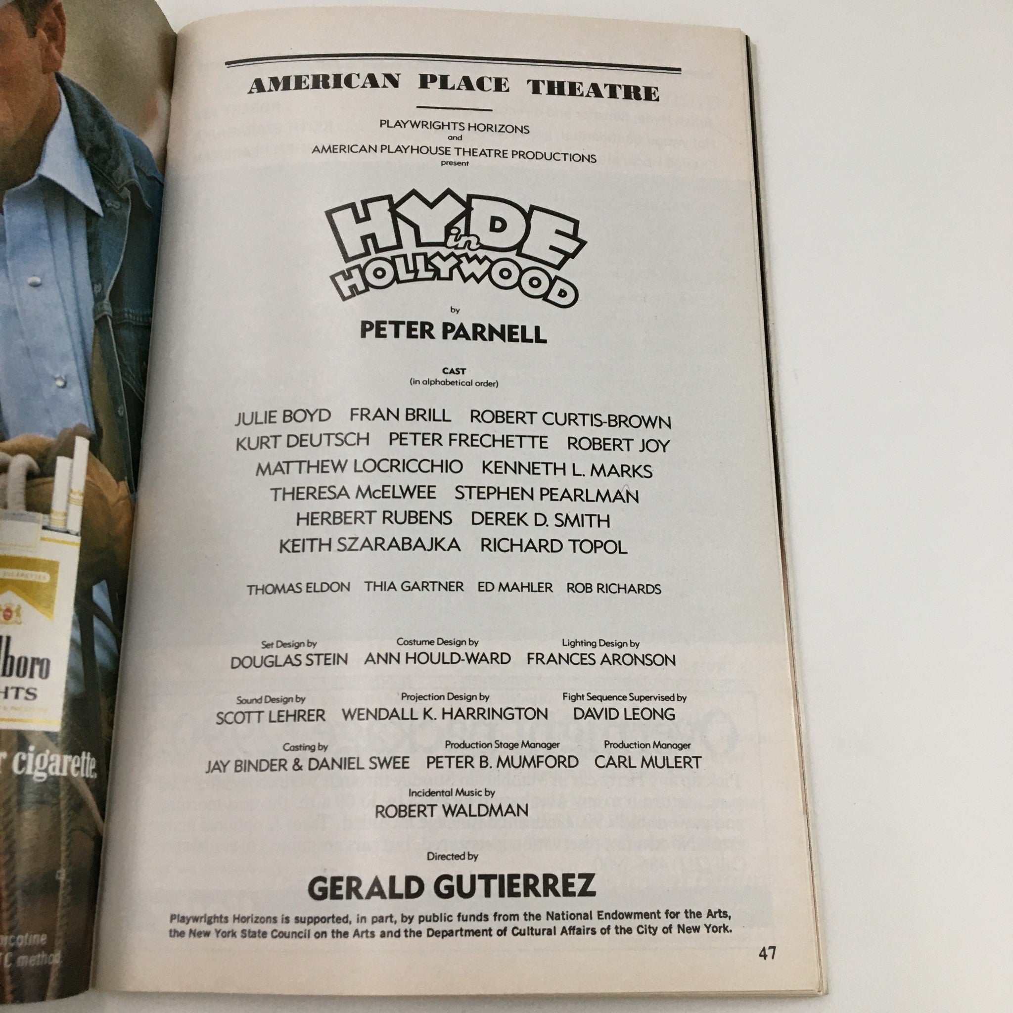 1989 Playbill American Palace Theatre Present Hyde in Hollywood by Peter Parnell