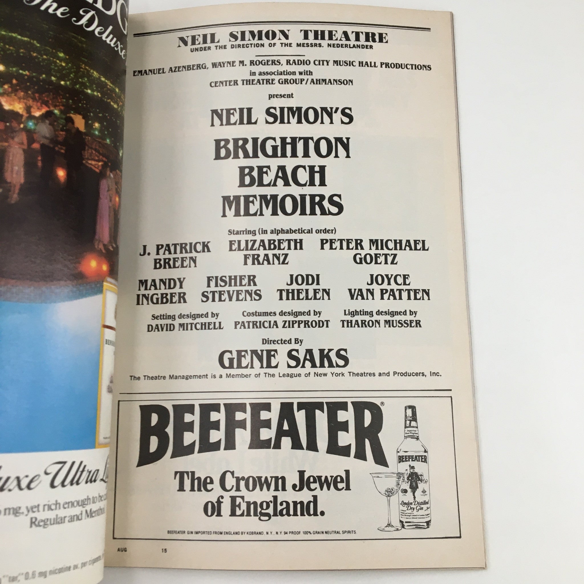 1983 Playbill Neil Simon Theatre Present Neil Simon's Brighton Beach Memoirs