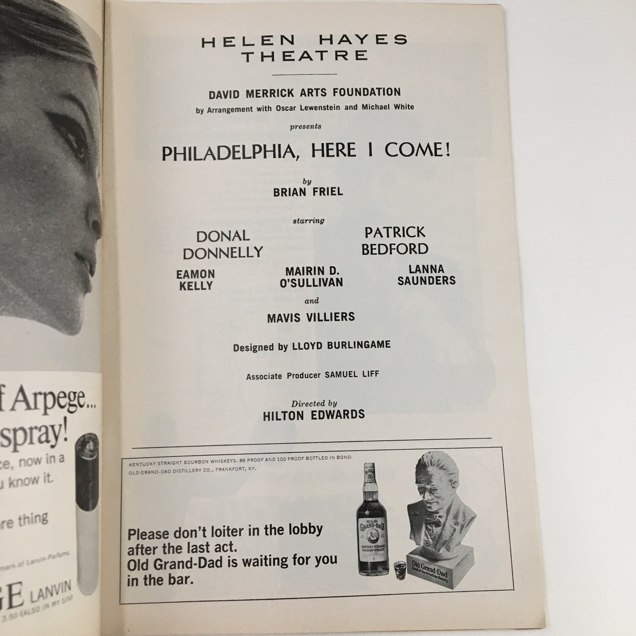 1966 Playbill Helen Hayes Theatre Philadelphia Here I Come by Brian Friel