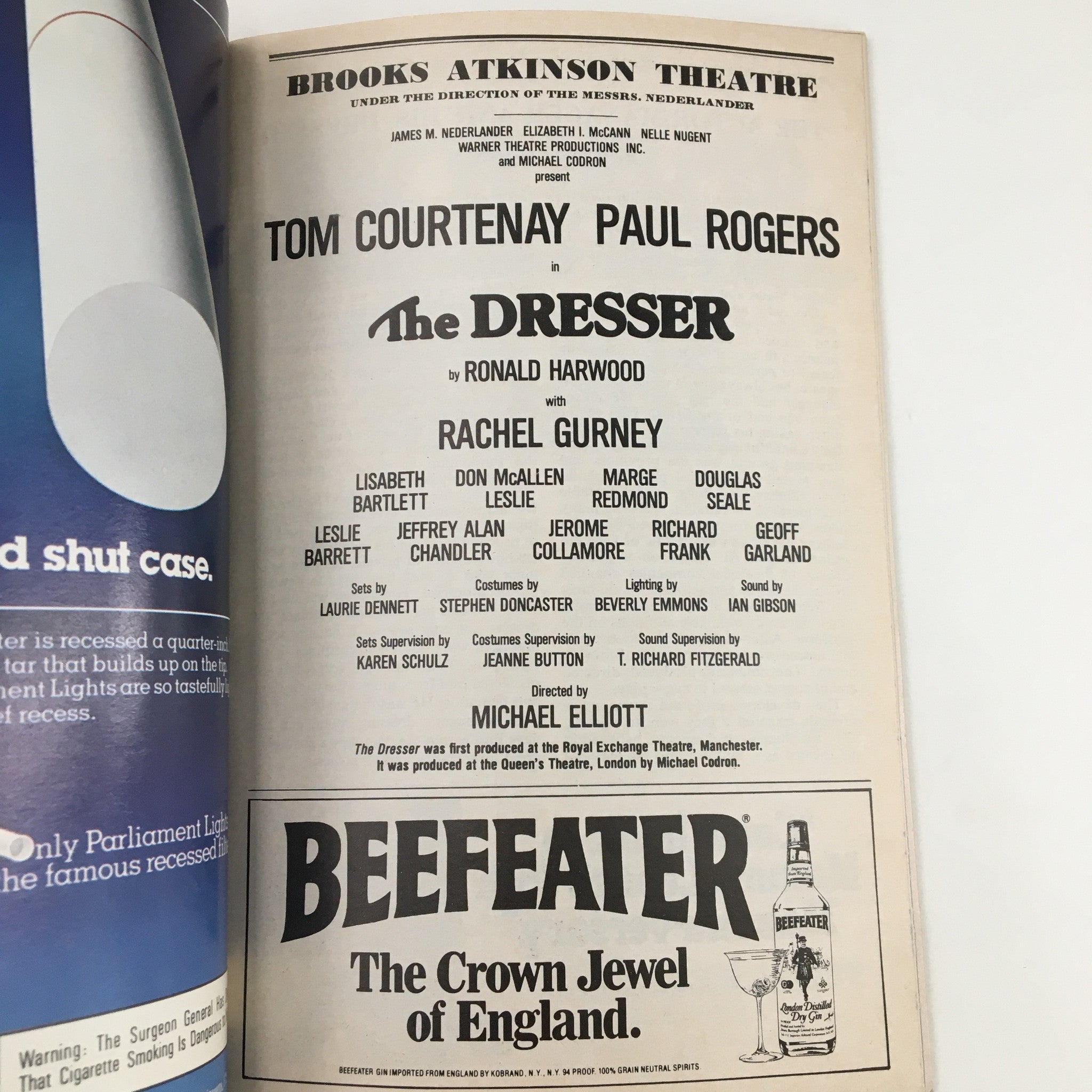 1982 Playbill Brooks Atkinson Theatre Tom Courtenay Paul Rogers in The Dresser