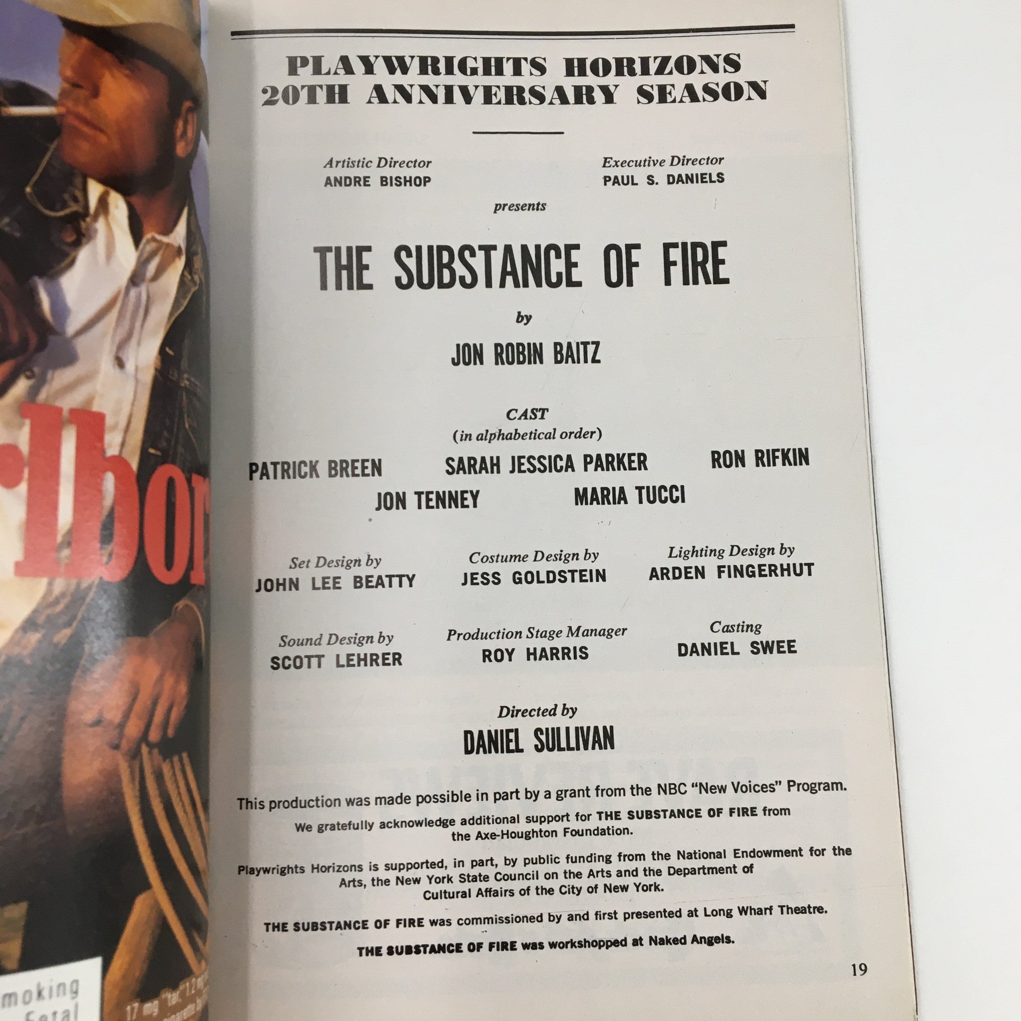 1991 Playbill Playwright Horizons The Substance of Fire by Jon Robin Baitz