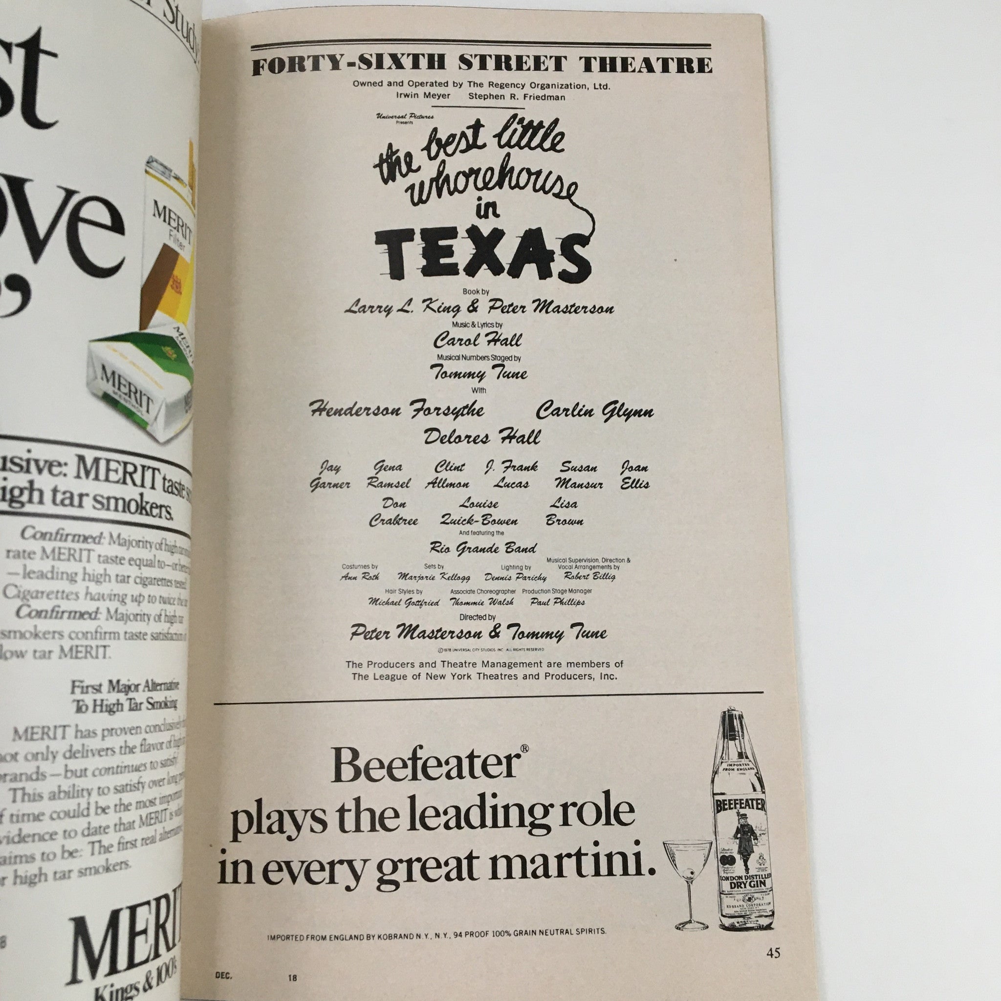 1978 Playbill Forty-Sixth Street Theatre The Best Little Whorehouse in Texas