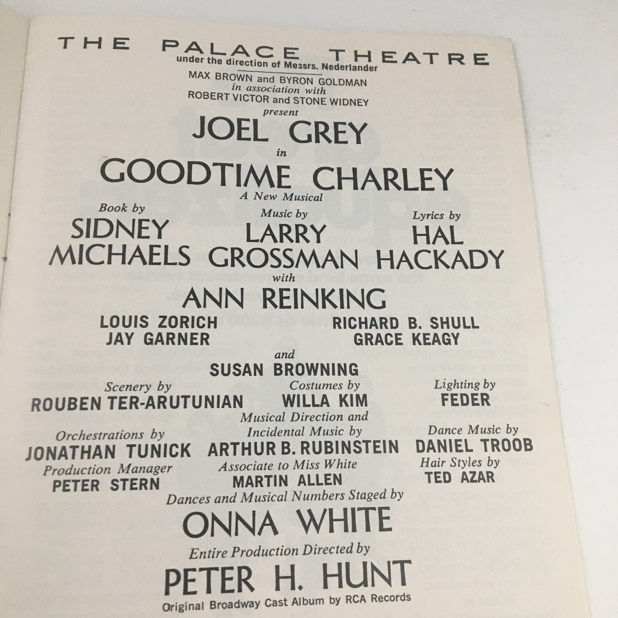 1975 Playbill The Palace Theatre Present Joel Grey in Goodtime Charley