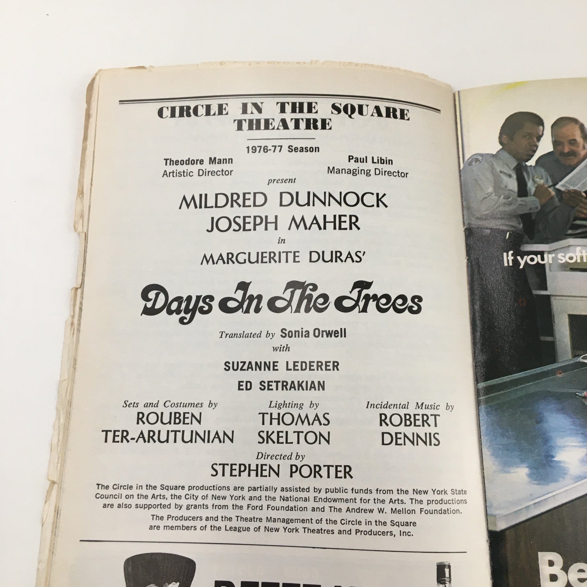 1976 Playbill Circle in the Square Theatre Days in the Trees by Stephen Porter