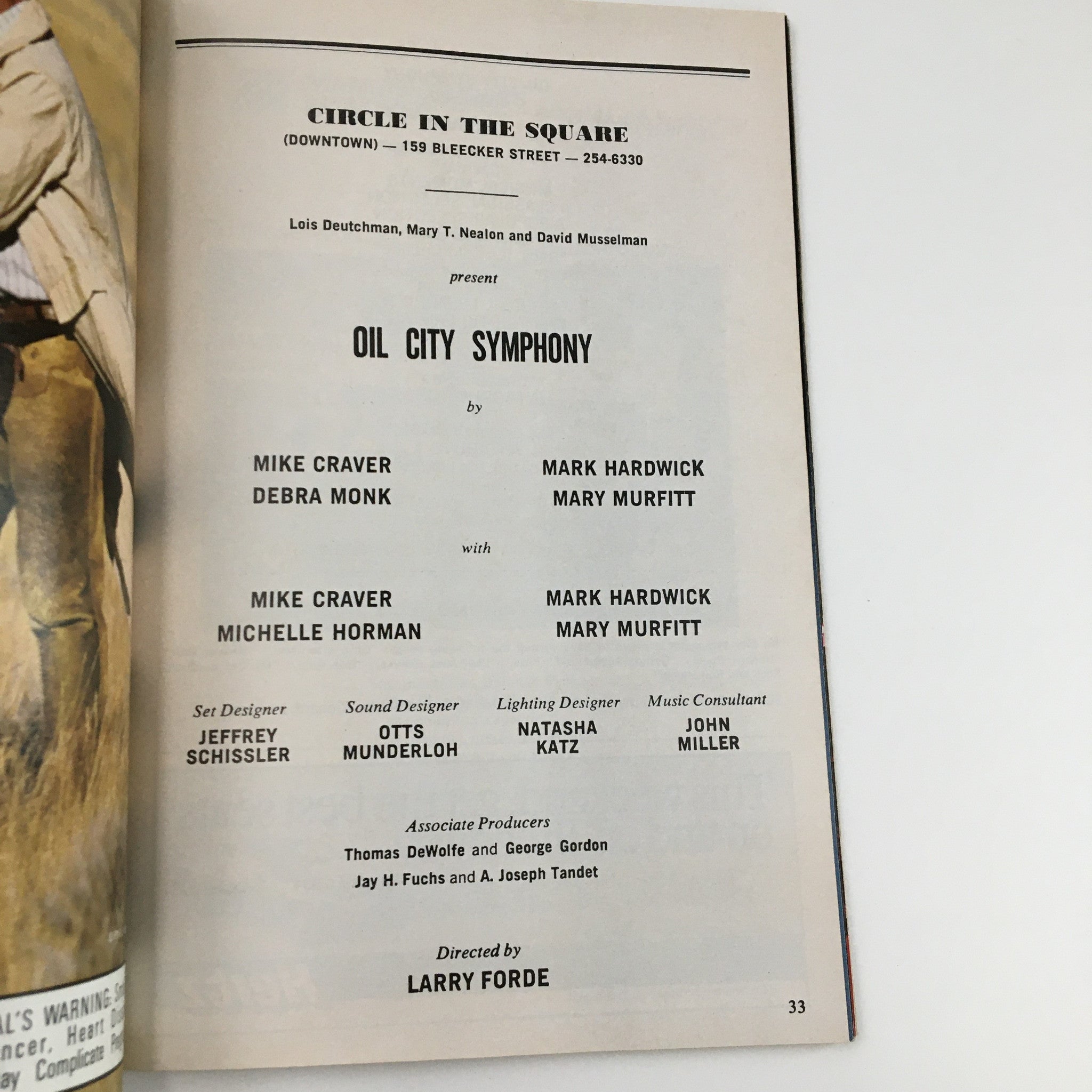 1988 Playbill Circle in the Square Oil City Symphony by Larry Forde