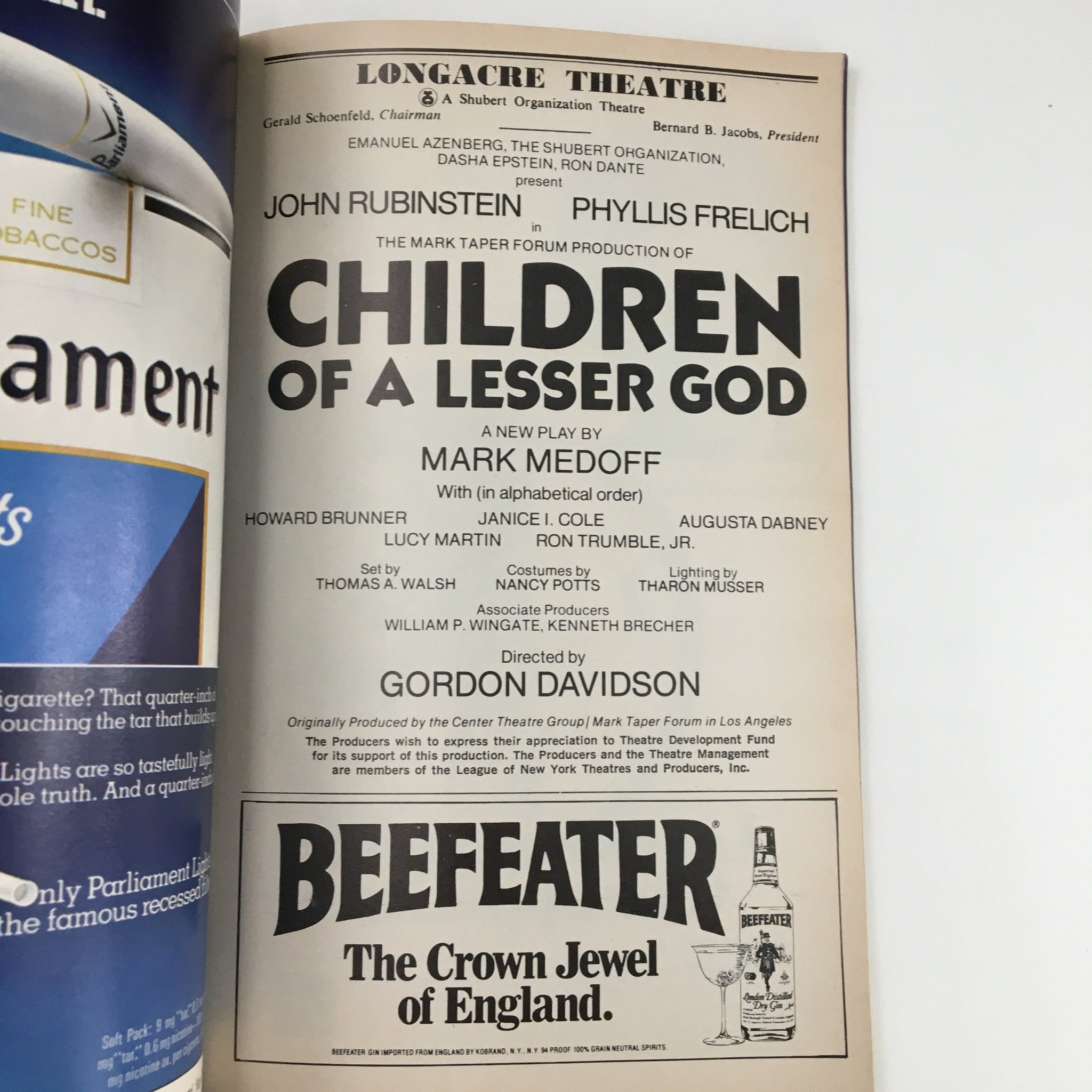 1981 Playbill Longacre Theatre Children of a Lesser God by Gordon Davidson