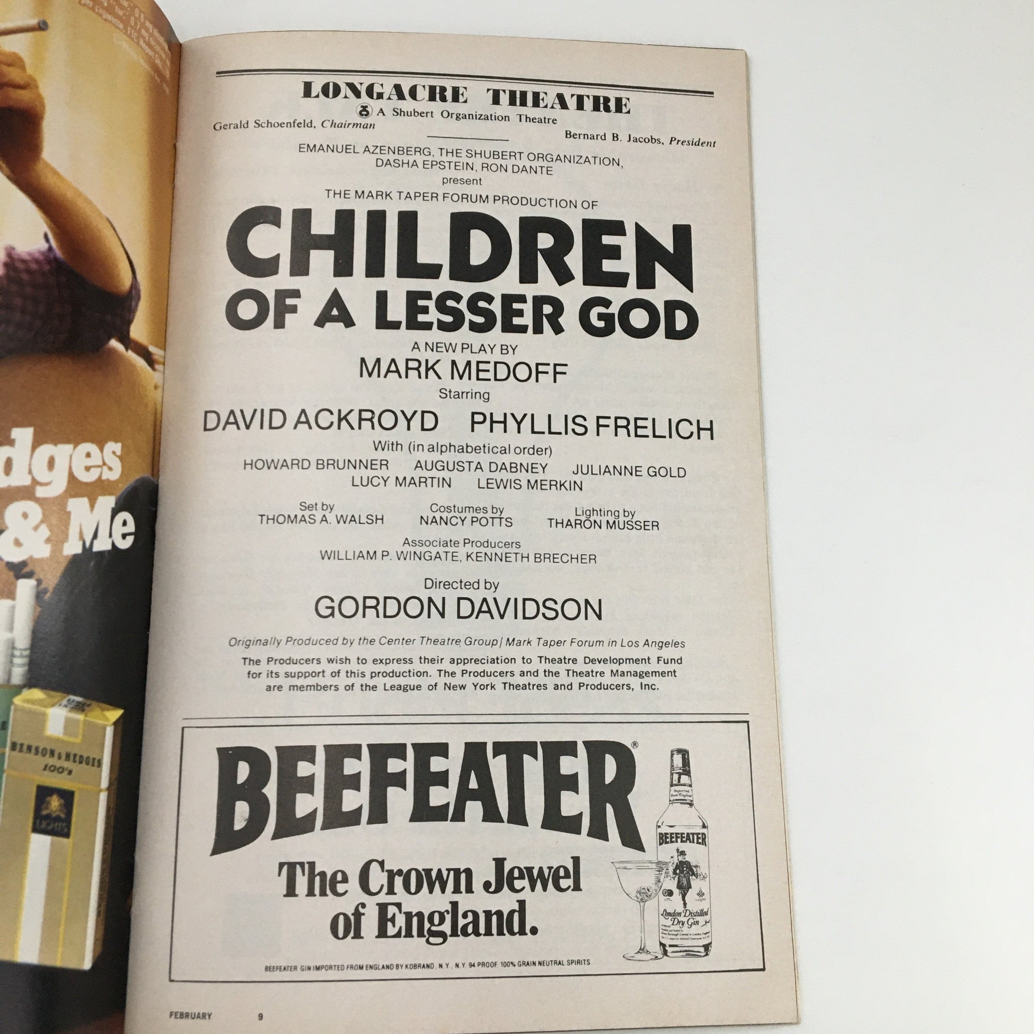 1981 Playbill Longacre Theatre Mark Taper Children of a Lesser God by Gordon D.