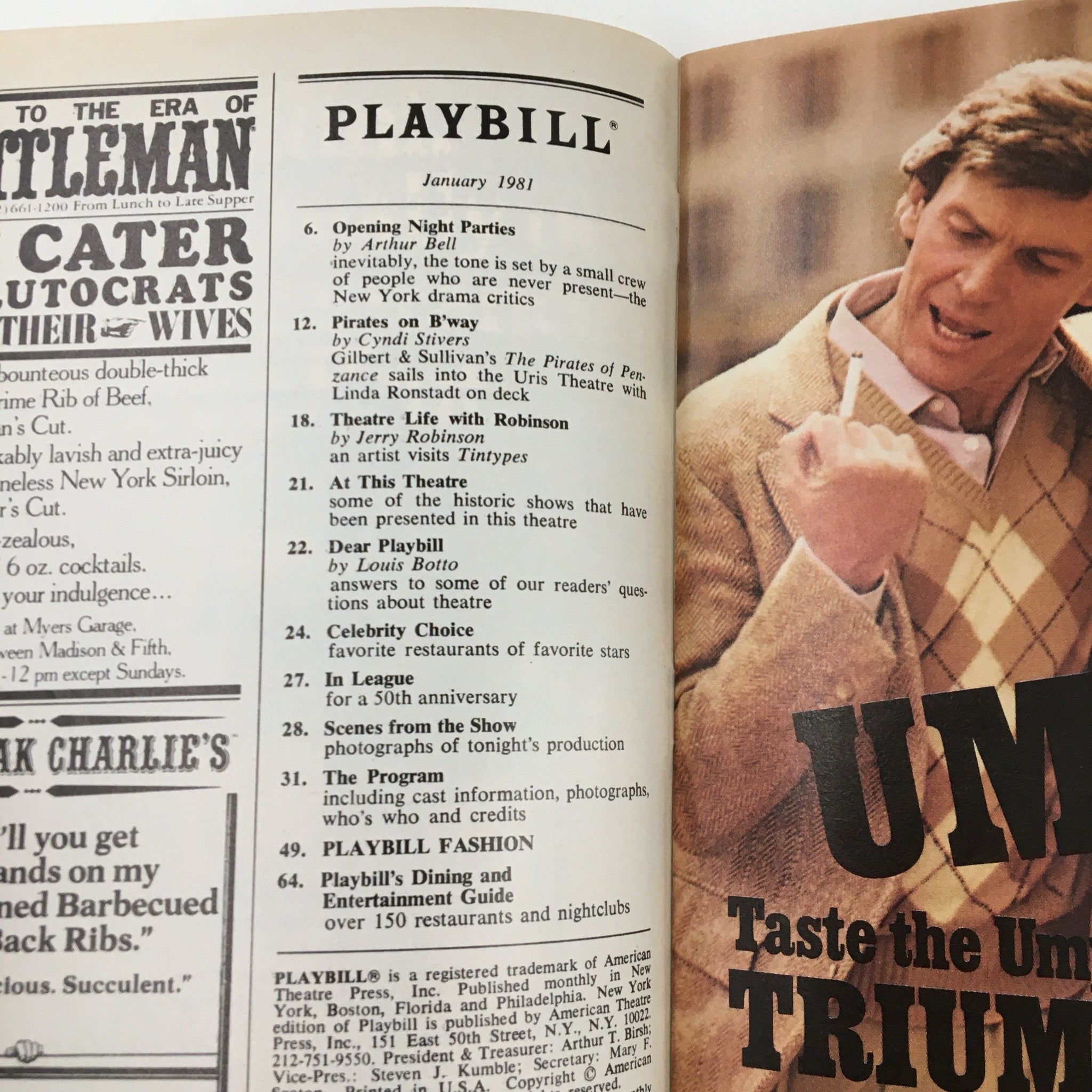 1981 Playbill The Booth Theatre The Elephant Man by Bernard Pomerance