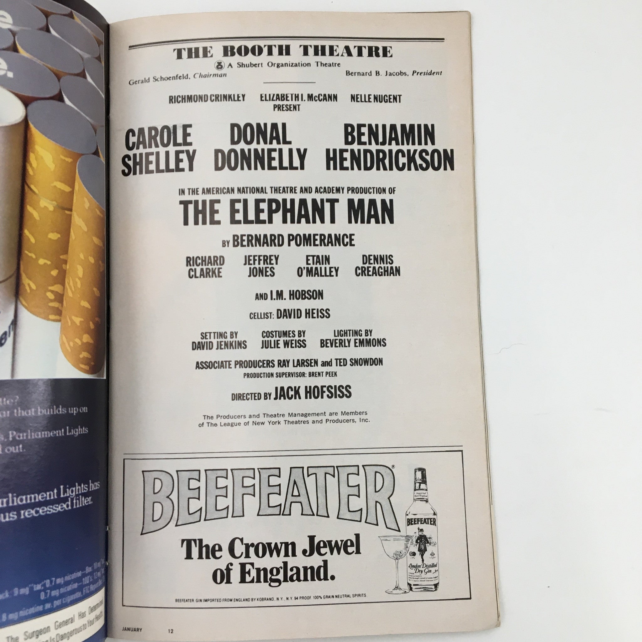 1981 Playbill The Booth Theatre The Elephant Man by Bernard Pomerance