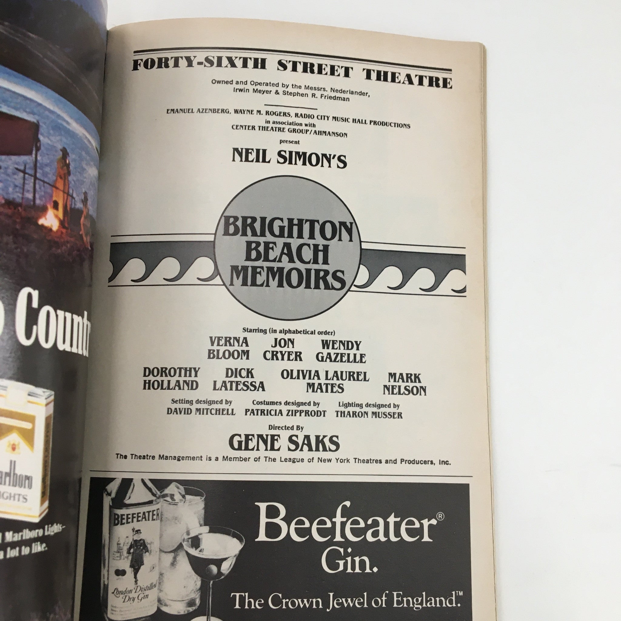 1985 Playbill Forty-Sixth Street Theatre Neil Simon's Brighton Beach Memoirs