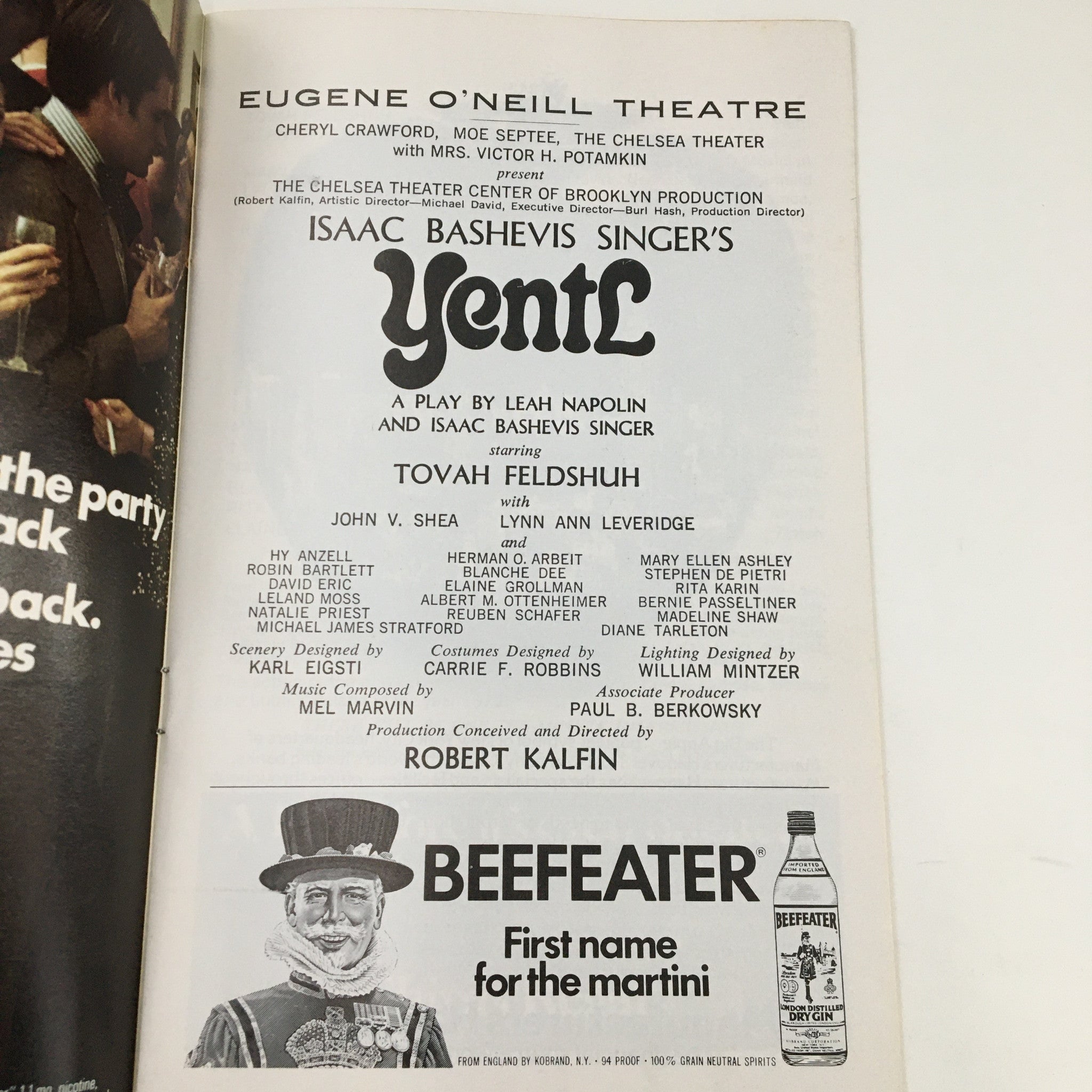 1975 Playbill Eugene O'Neill Theatre Isaac Bashevis Singer's Yentl by R. Kalfin