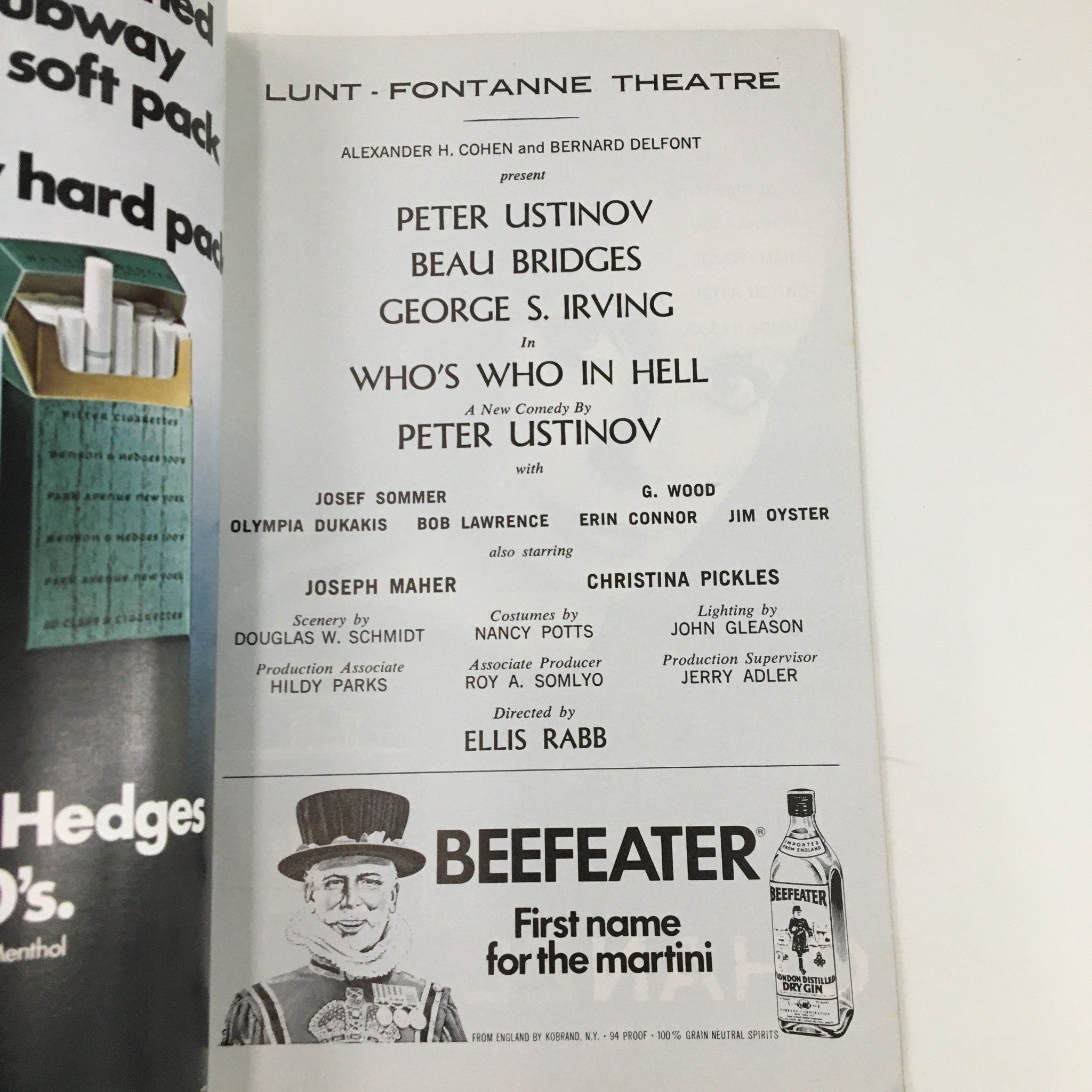 1974 Playbill Lunt Fontanne Theatre Peter Ustinov in Who's Who In Hell