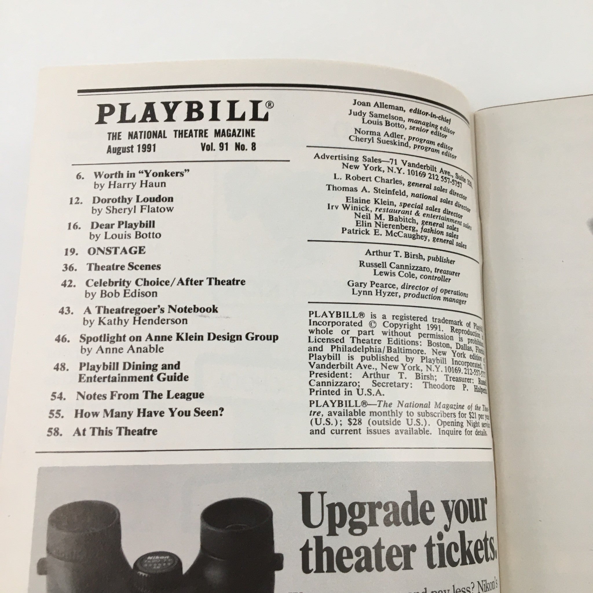 1991 Playbill Virginia Theatre Michael Rupert in City of Angels by M. Blakemore