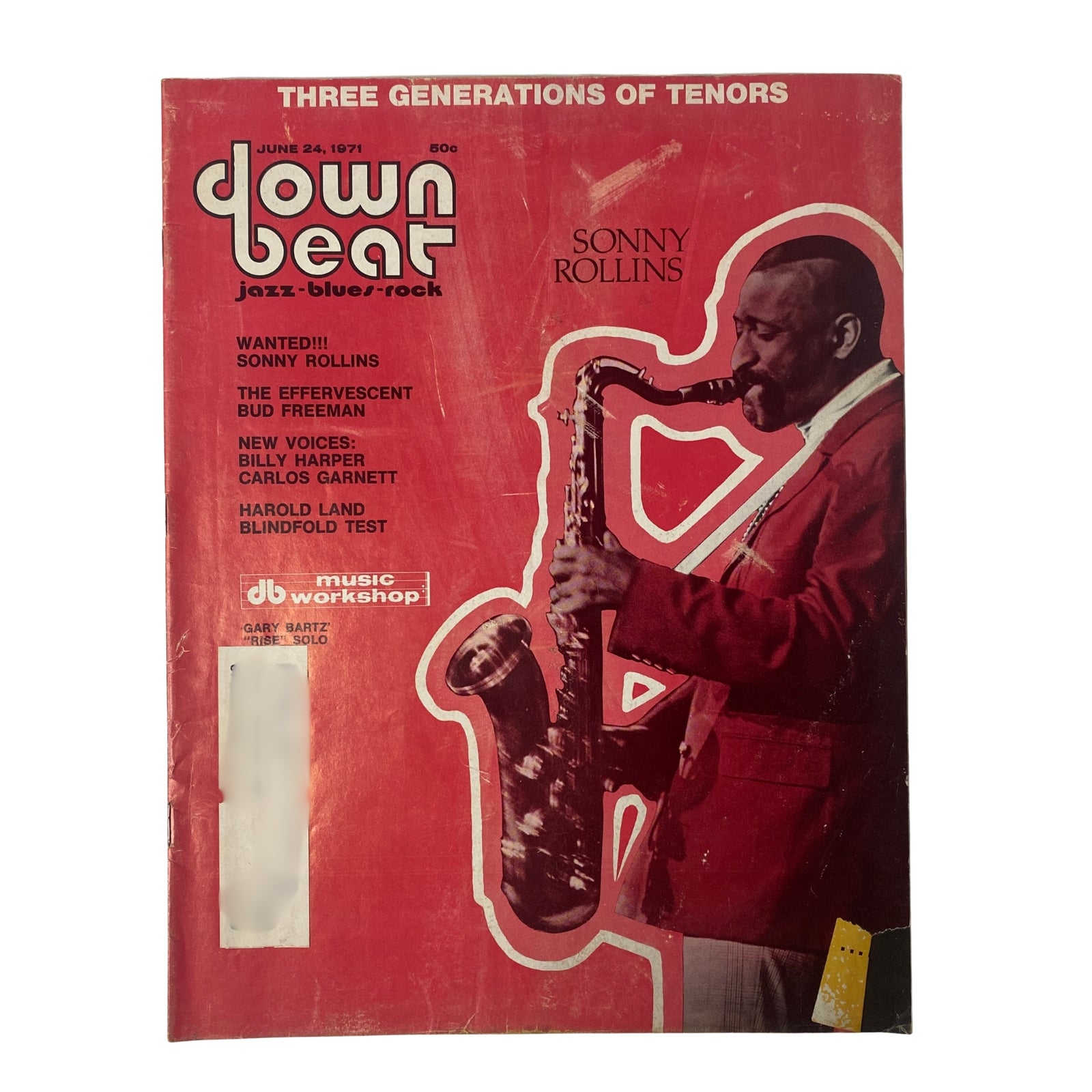 Cover of Down Beat Magazine June 24, 1971, Vol 38 No. 13 featuring Sonny Rollins with a saxophone, showcasing jazz culture and prominent artists.