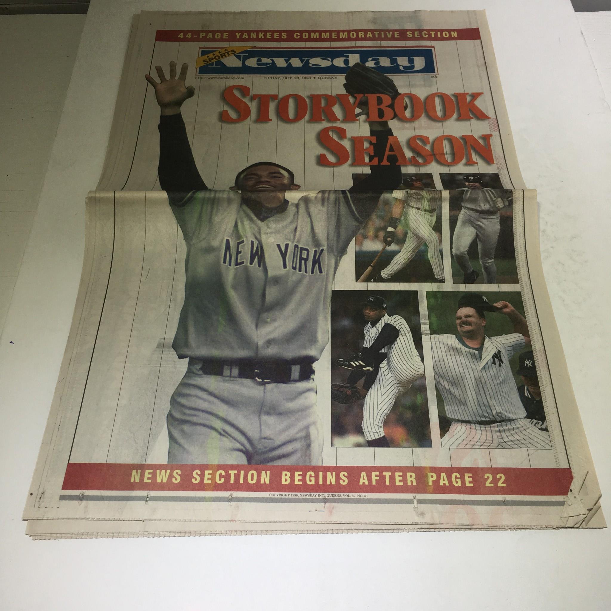 Newsday: Oct 23 1998 Storybook Season Mariano RIvera NY yankees world series