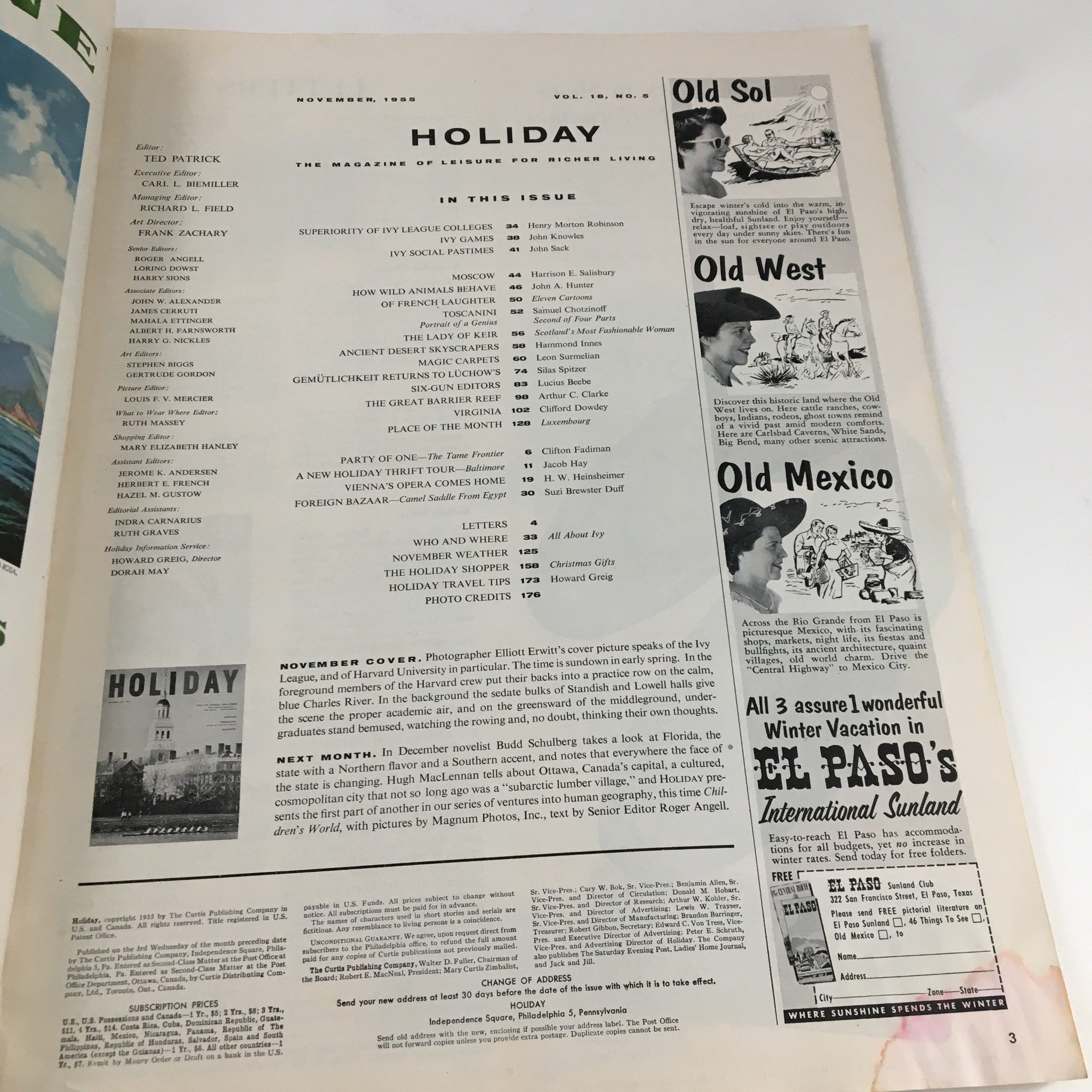 Holiday Magazine November 1955 The Superiority of Ivy League Colleges No Label