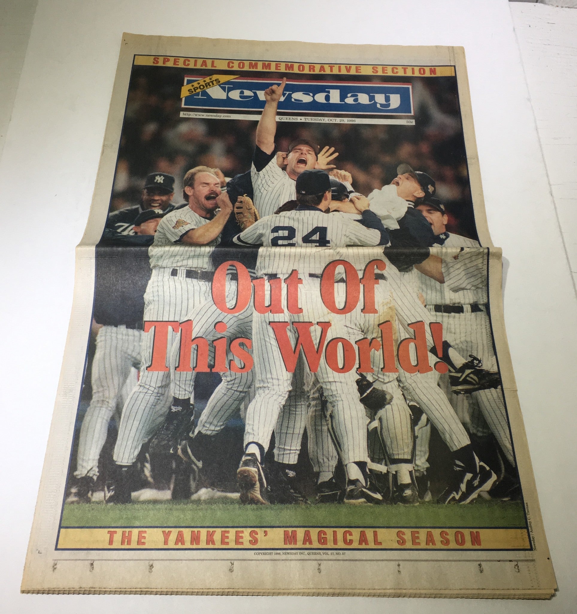 Newsday: Oct 29 1996 Out Of This World The Yankees Magical Season