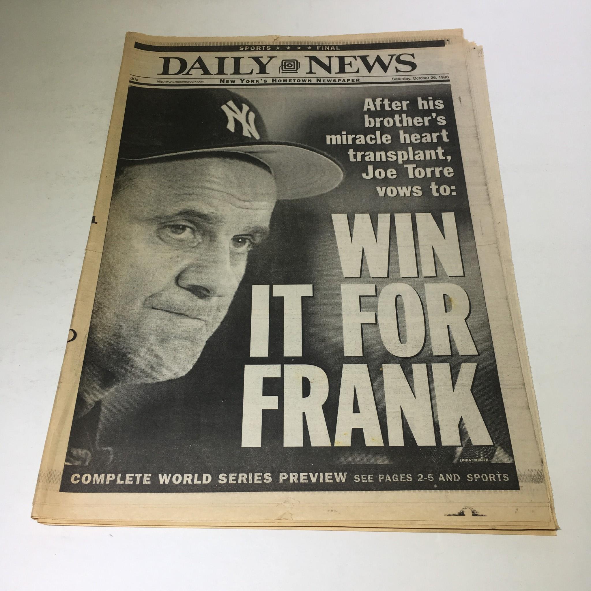 New York Daily News: Oct 26 1996 Win It For Frank