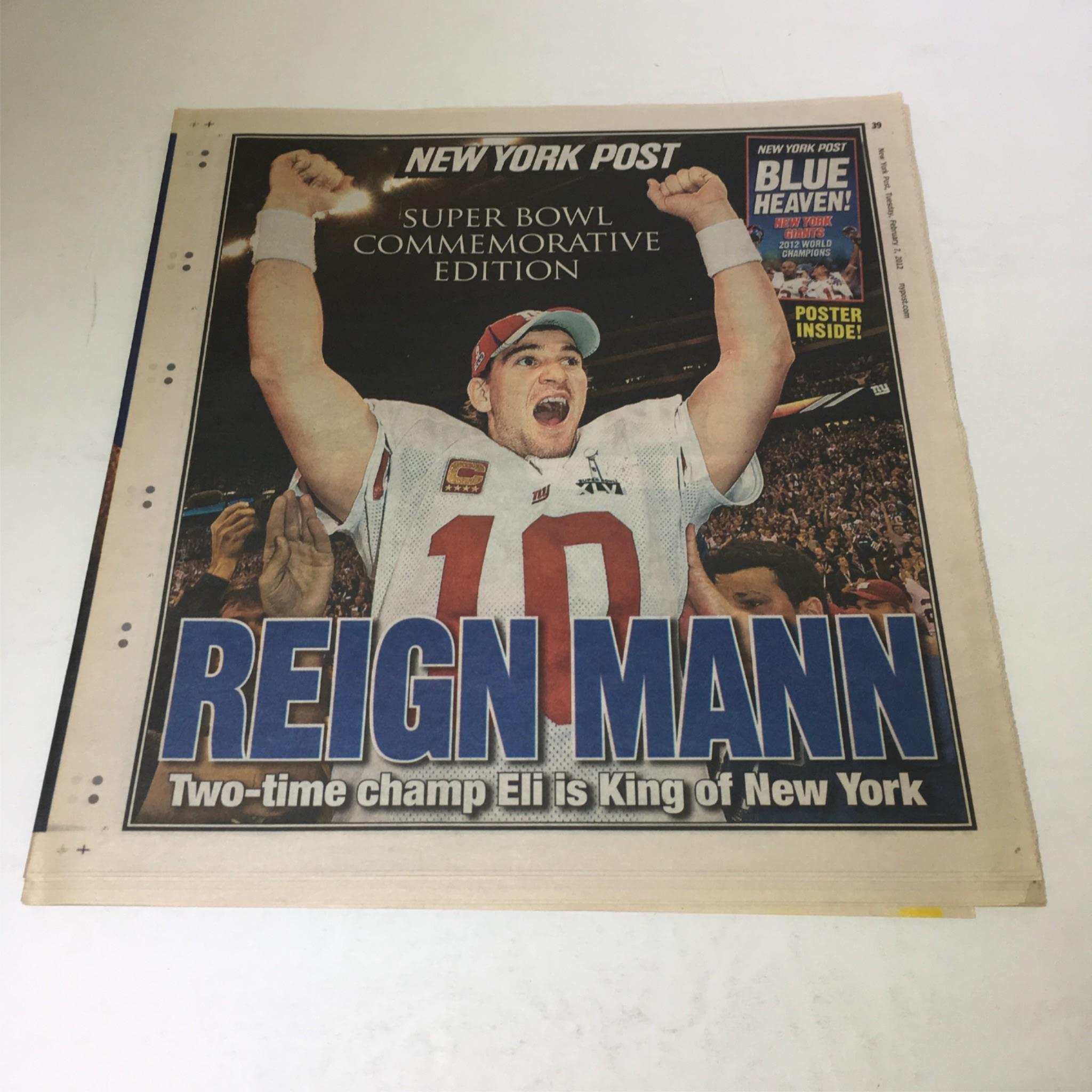 New York Post: Feb 7 2012 Reign Mann Two Time Champ Eli IS King Of New York