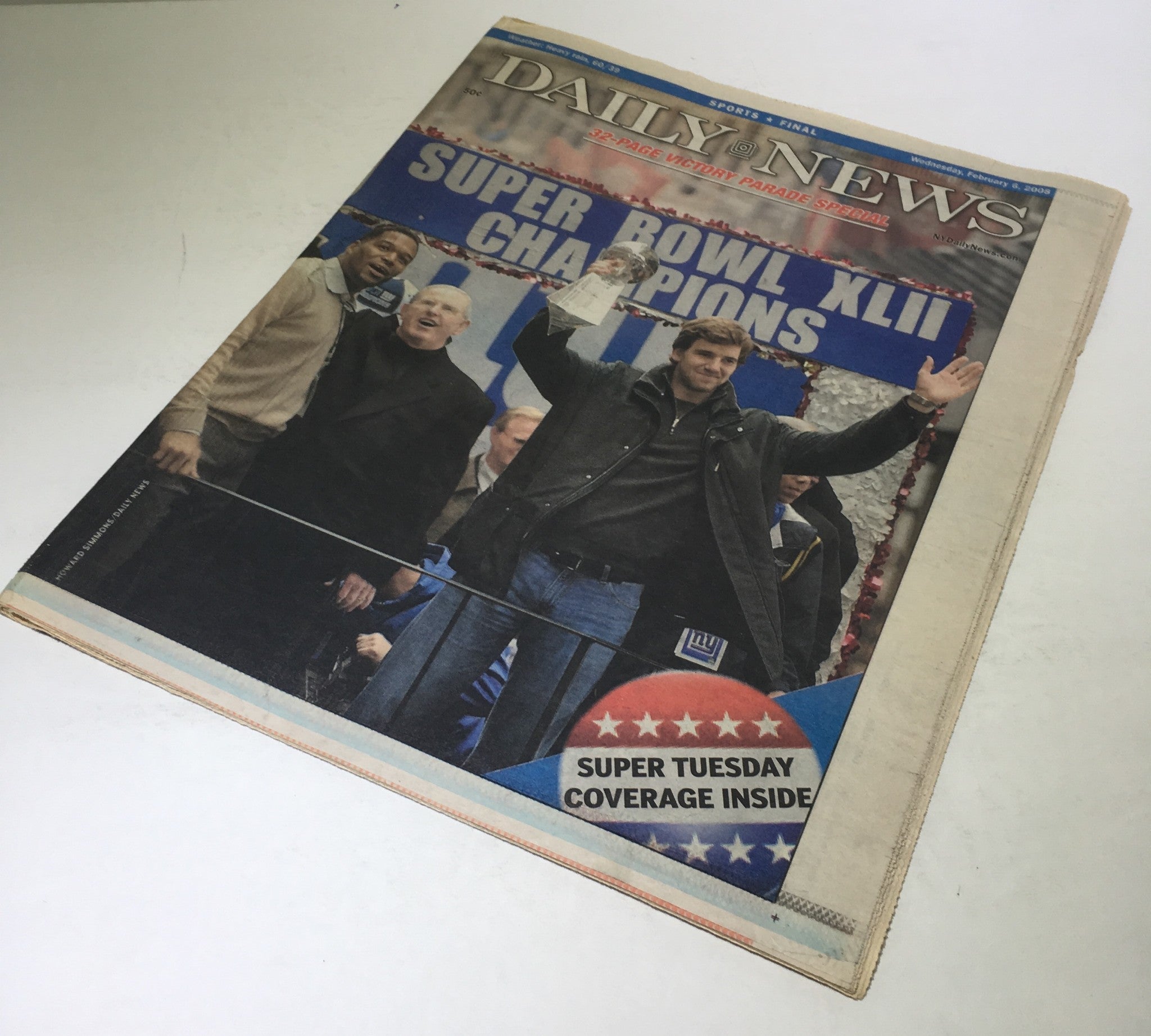 New York Daily News: Feb 6 2008 NY Giants Super Bowl XLII Champions