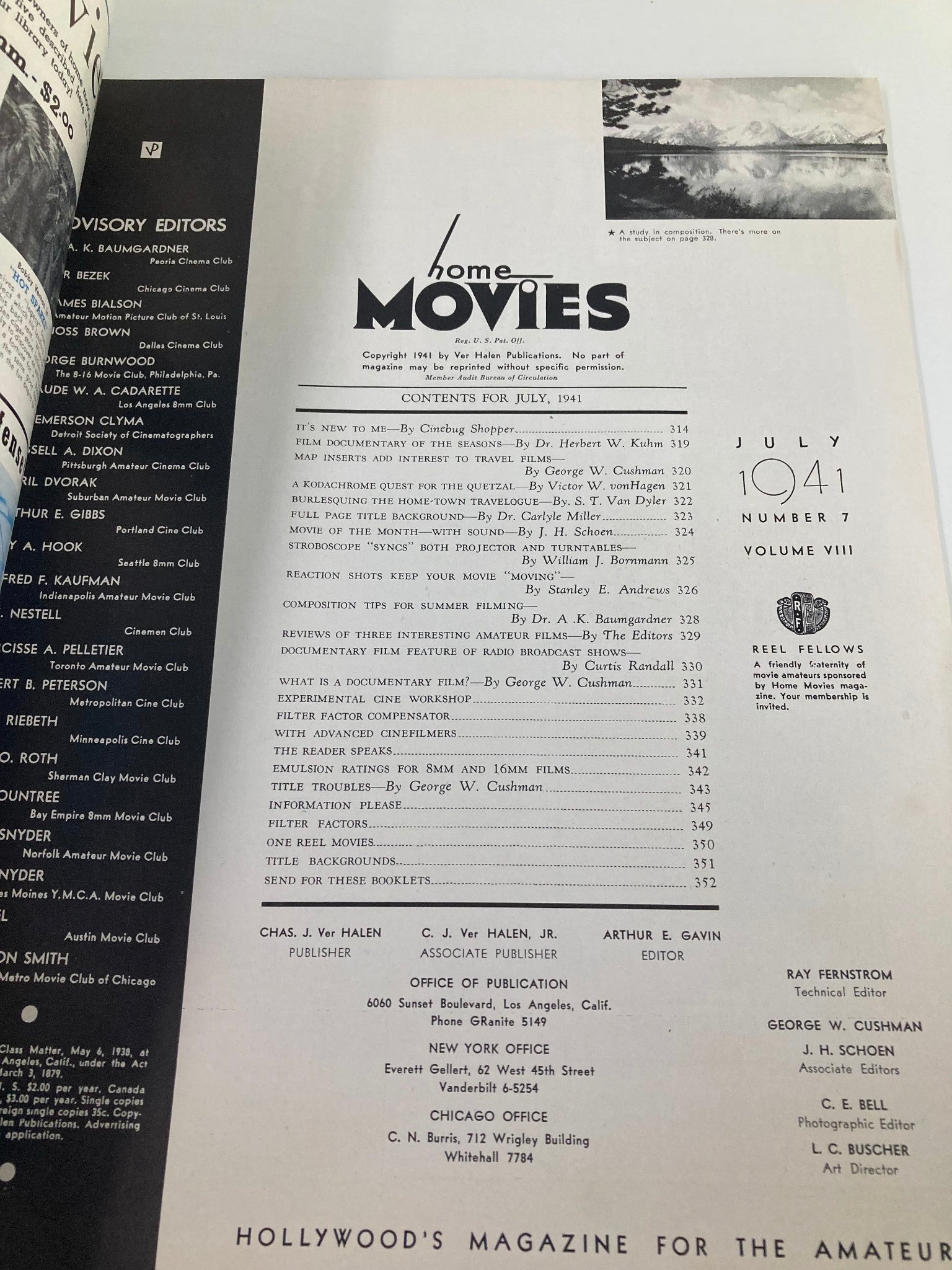 VTG Home Movies Magazine July 1941 Composition Tips for Summer Filming No Label