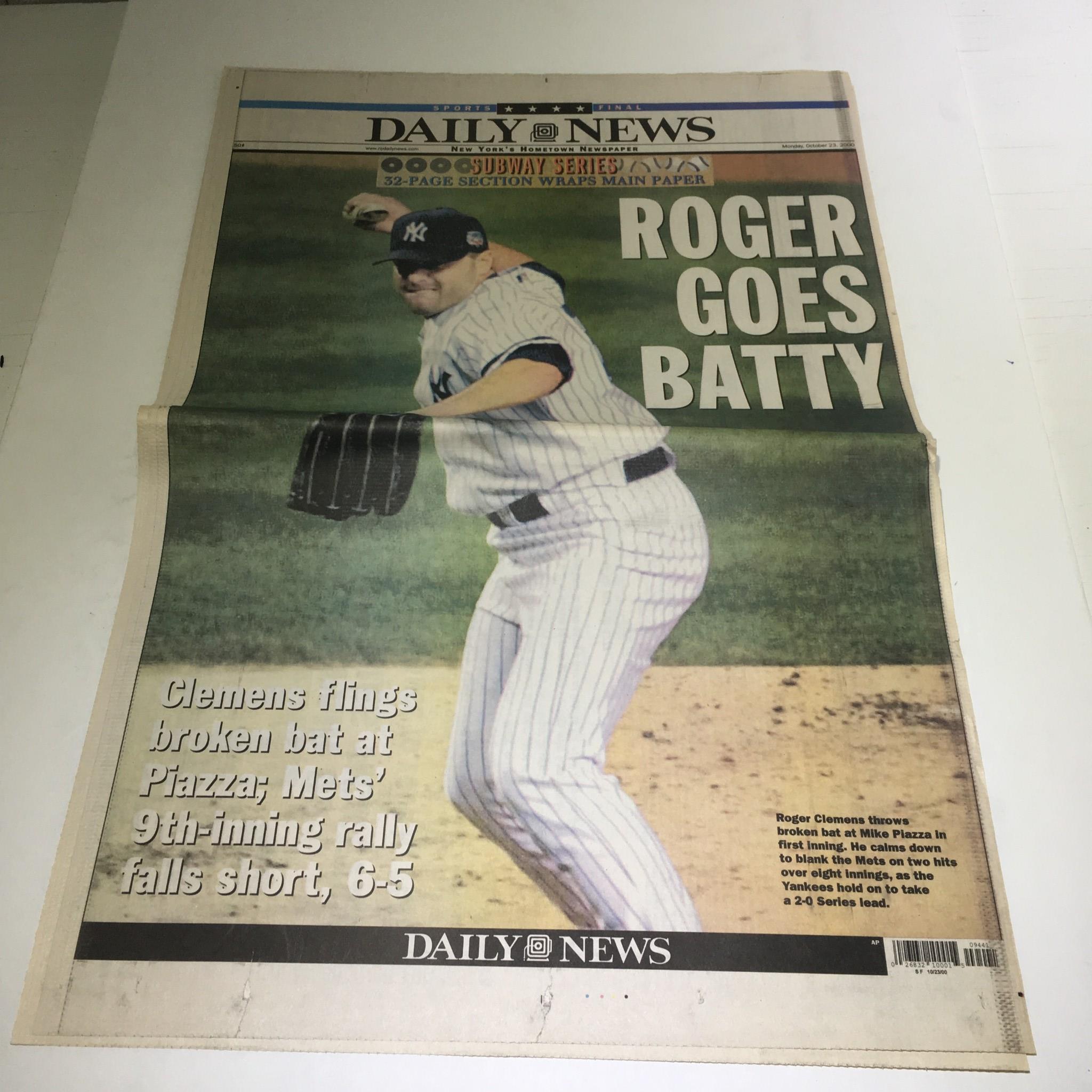 NY Daily News: Oct 23 2000 Roger Goes Batty