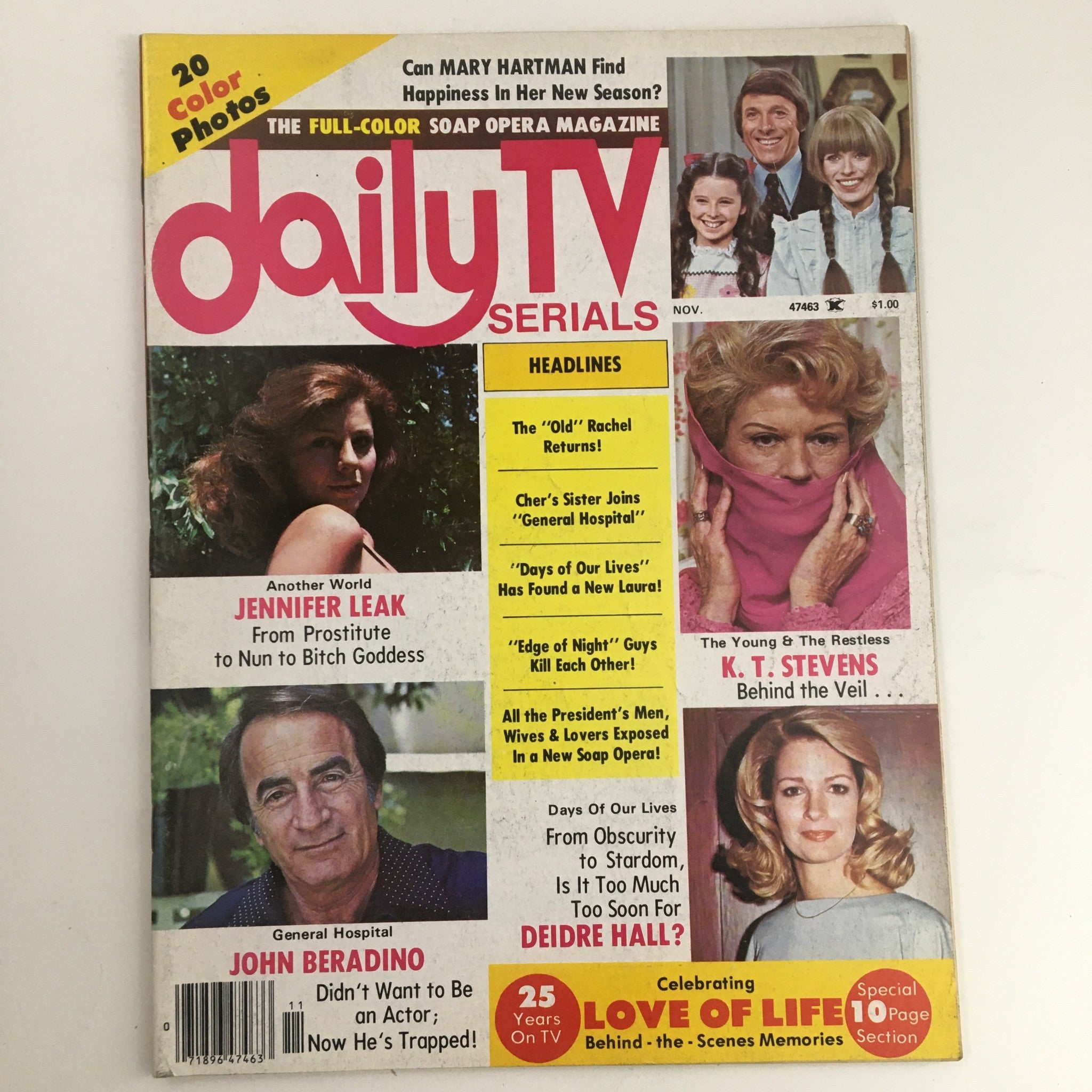 Daily TV Serials Magazine November 1976 Jennifer Leak & John Beradino No Label