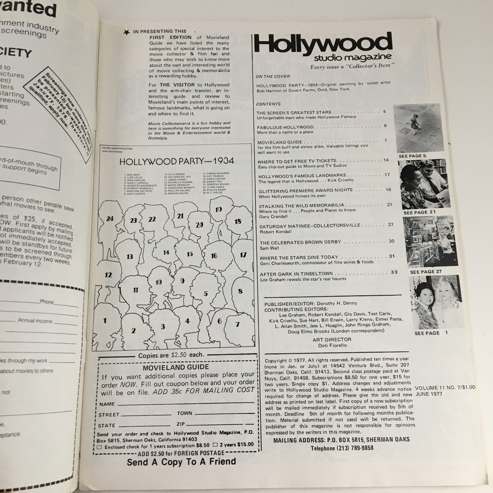 Hollywood Studio Magazine June 1977 Hollywood Party of 1934 Painting No Label