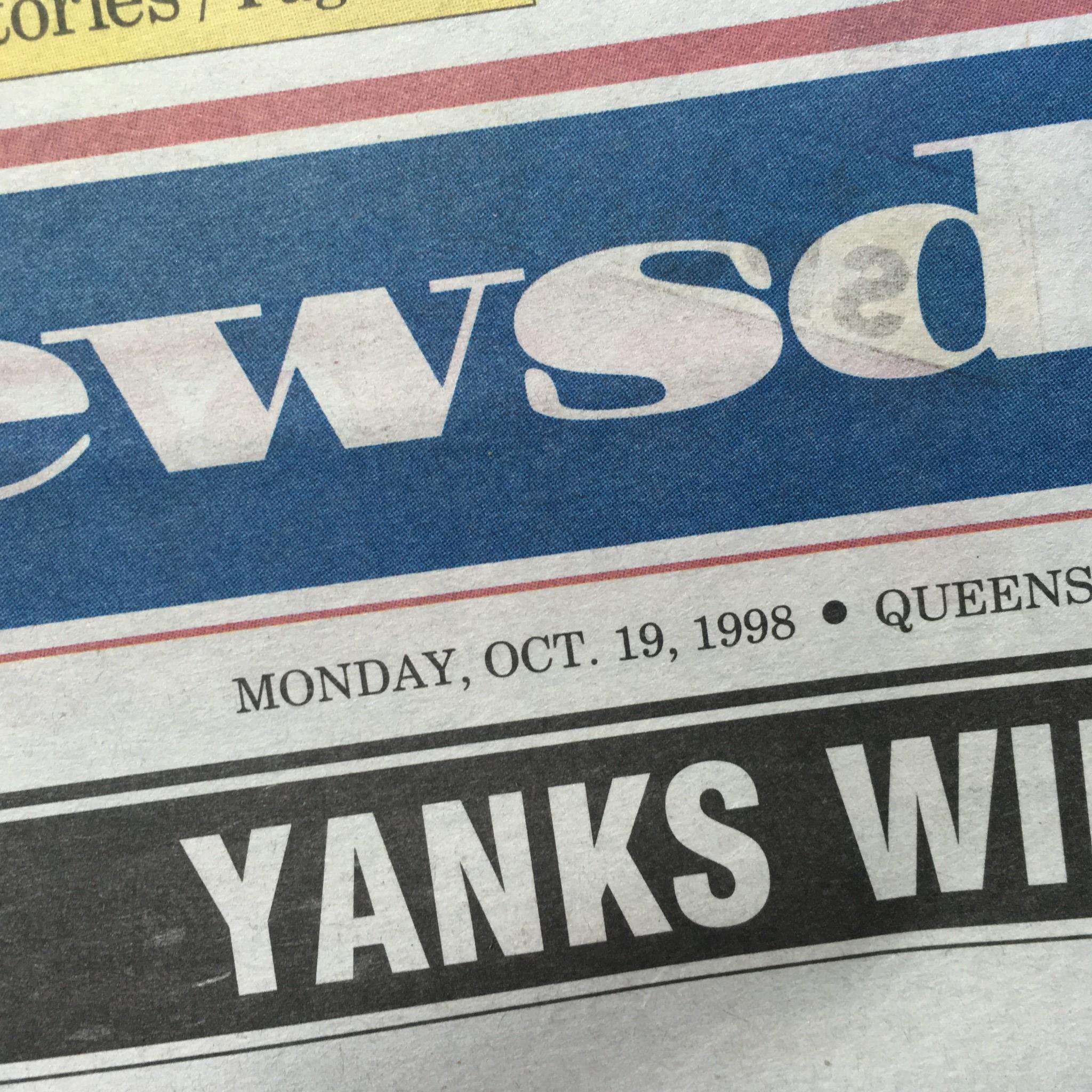 Newsday: Oct 19 1998 That's Two New York Yankees world series baseball