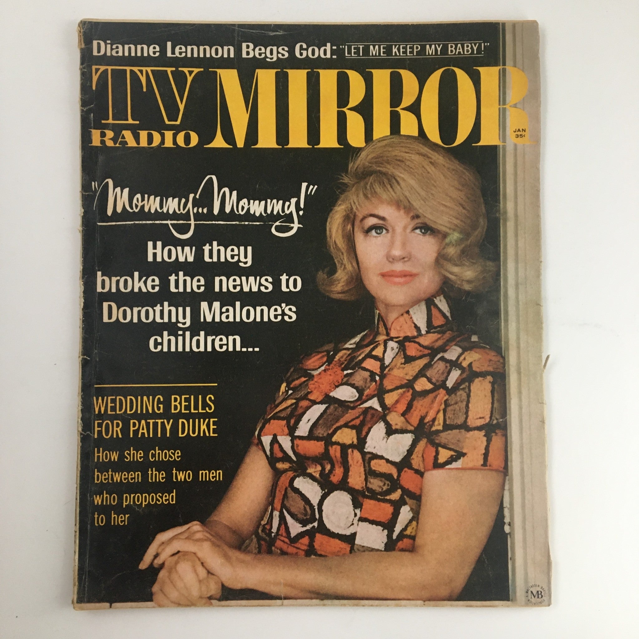 TV Radio Mirror January 1966 Dorothy Malone & Patty Duke Wedding No Label