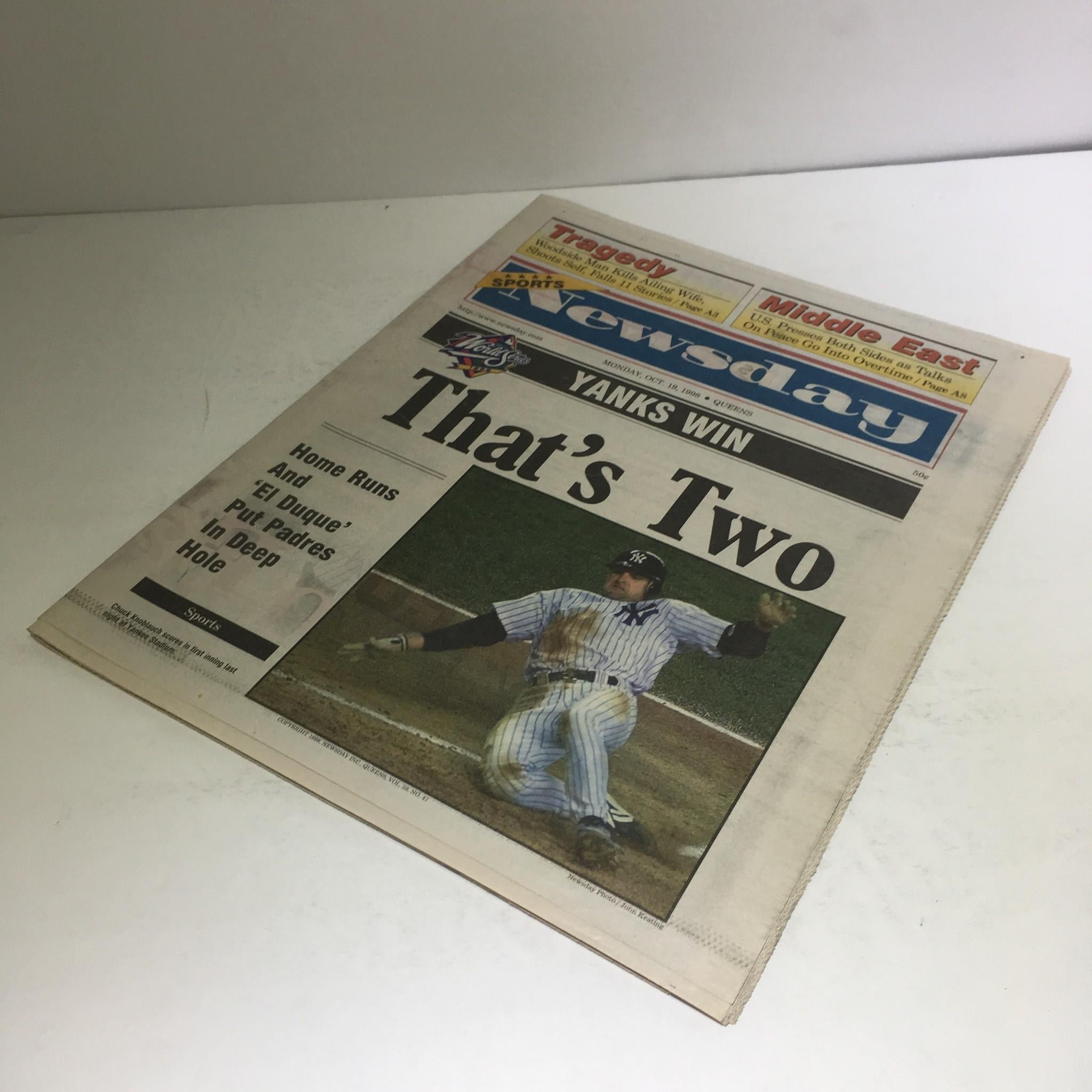 Newsday: Oct 19 1998 That's Two New York Yankees world series baseball