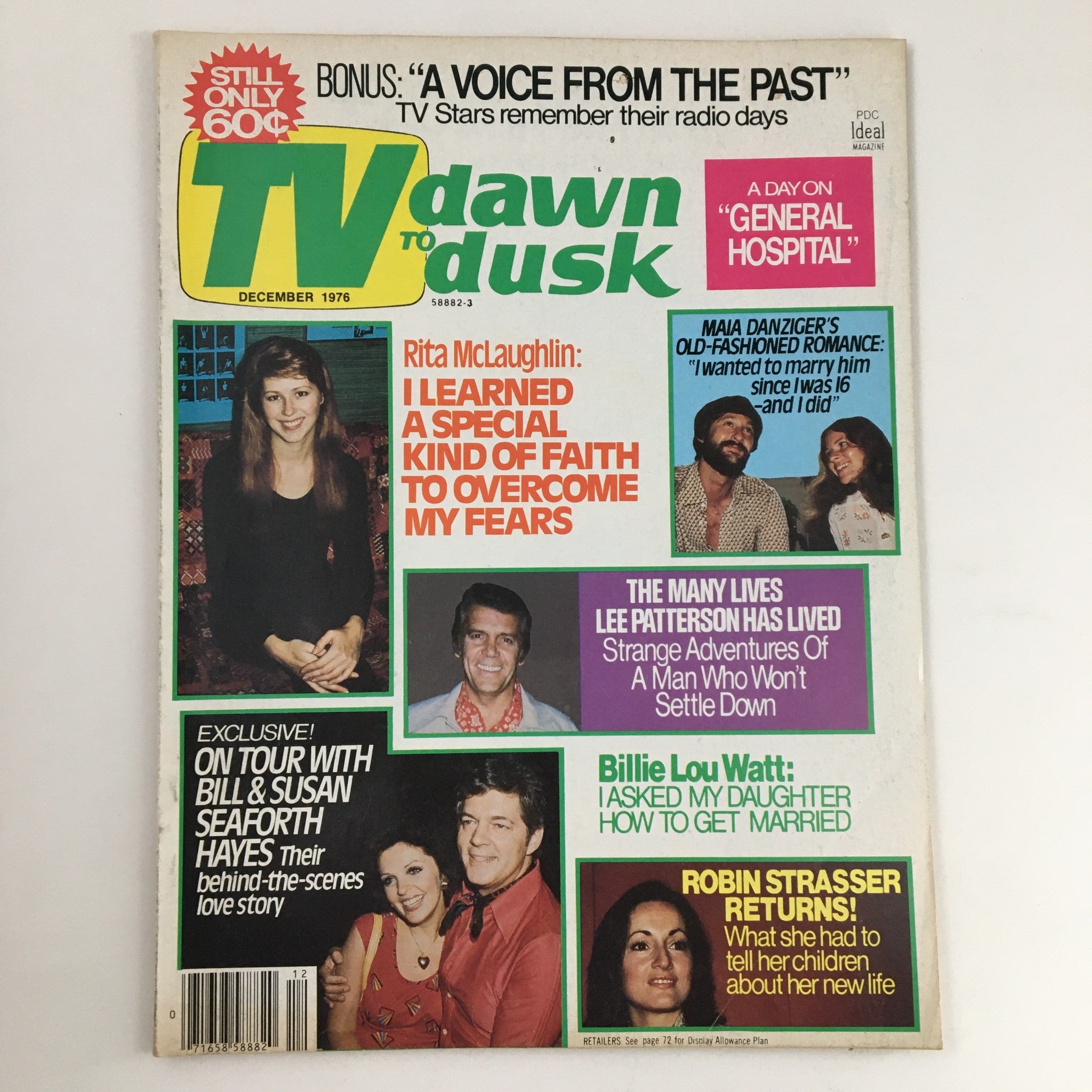 Cover of the TV Dawn to Dusk Magazine, December 1976, featuring Rita McLaughlin and Billie L. Watt, showcasing highlights such as interviews and articles on 1970s television trends.
