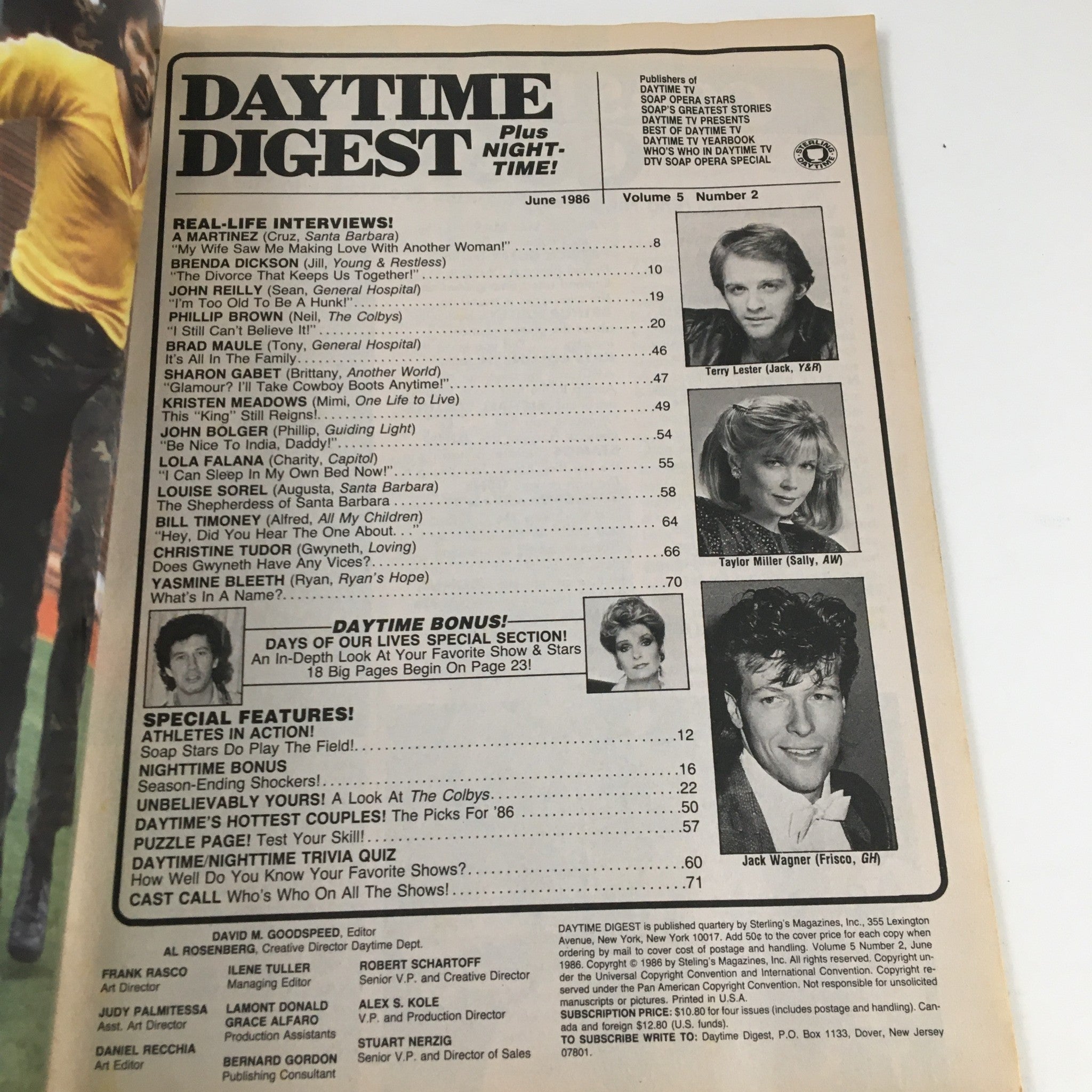 Daytime Digest Magazine June 1986 Bo & Hope, Kim & Shane, A Martinez No Label