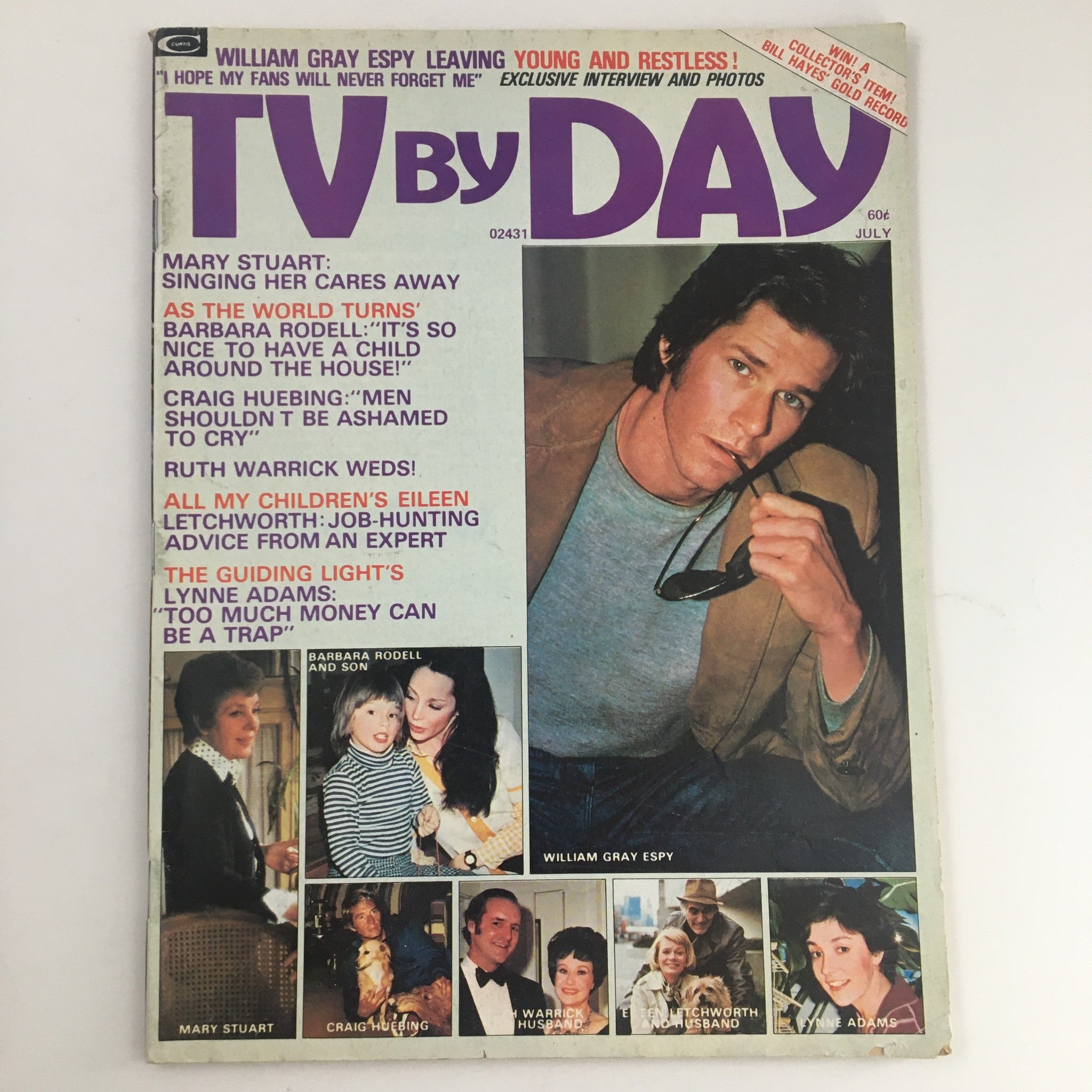 Cover of TV By Day Magazine July 1975 featuring William Gray Espy and Barbara Rodell, showcasing nostalgic television history with highlights on classic shows and interviews.
