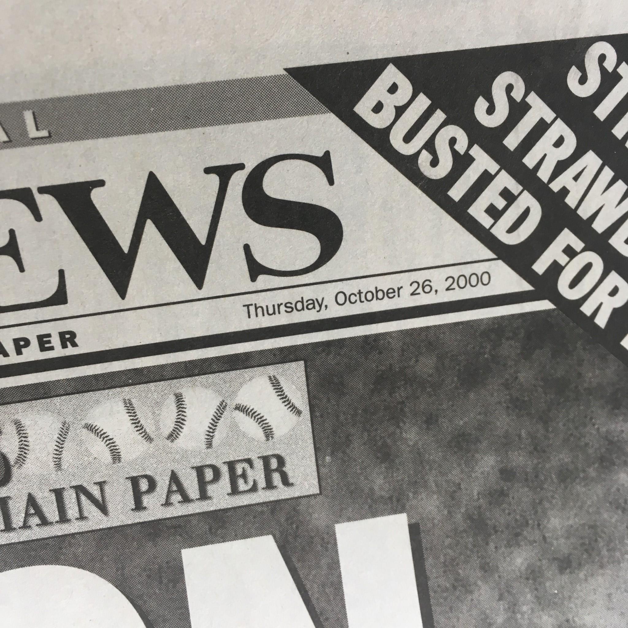 NY Daily News: Oct 26 2000 Derek Jeter Yanks Game's First Pitch, Excellent