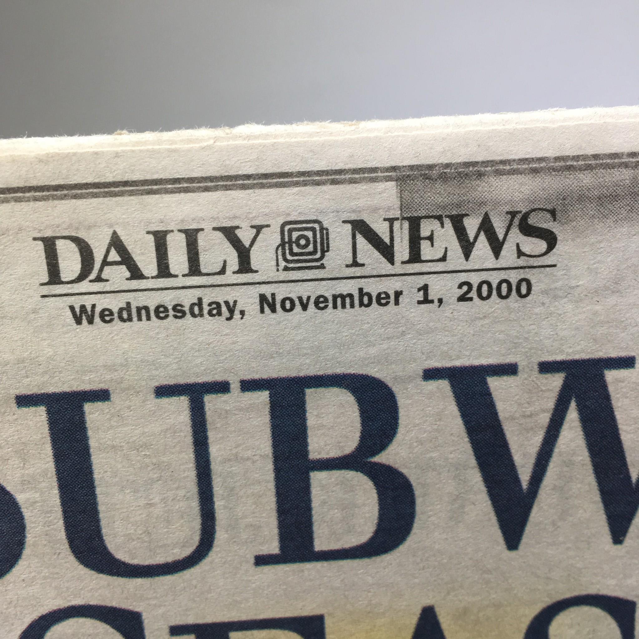 NY Daily News: Nov 1 2000 A Subway Season, Excellent