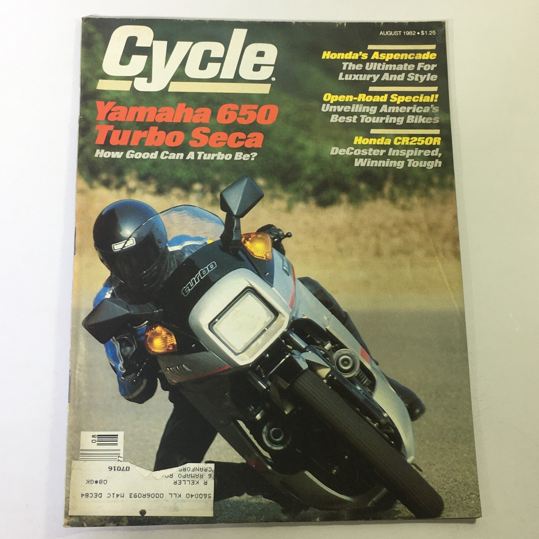 VTG Cycle Magazine August 1982 - Yamaha 650 Turbo Seca / Honda CR250R