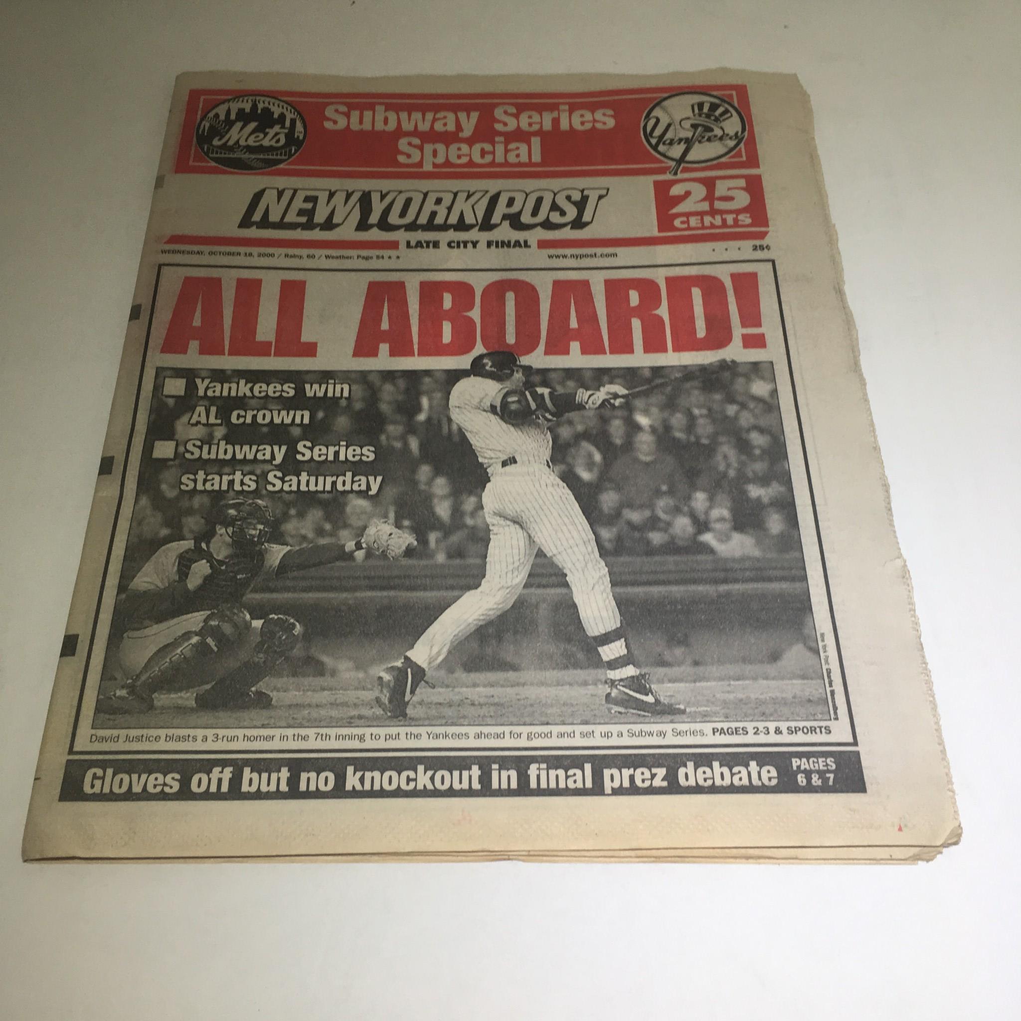 New York Post: Oct 18 2000 All Aboard!