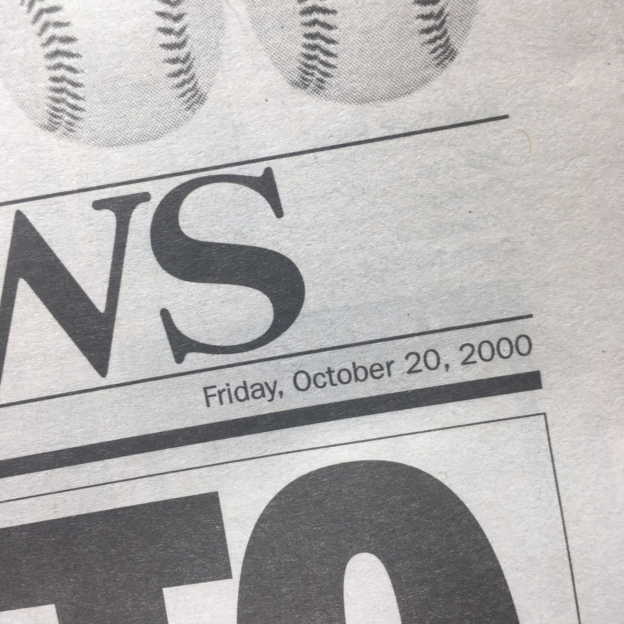 NY Daily News: Oct 27 2000 Ready To Rumble