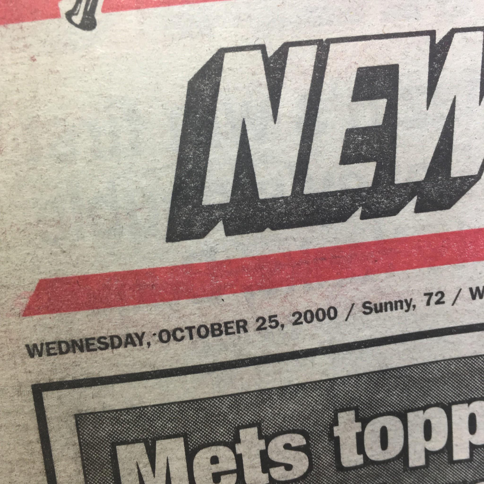 NY Post: 10/25/2000 Mets topple Yanks, El Duque to capture Game 3, Excellent