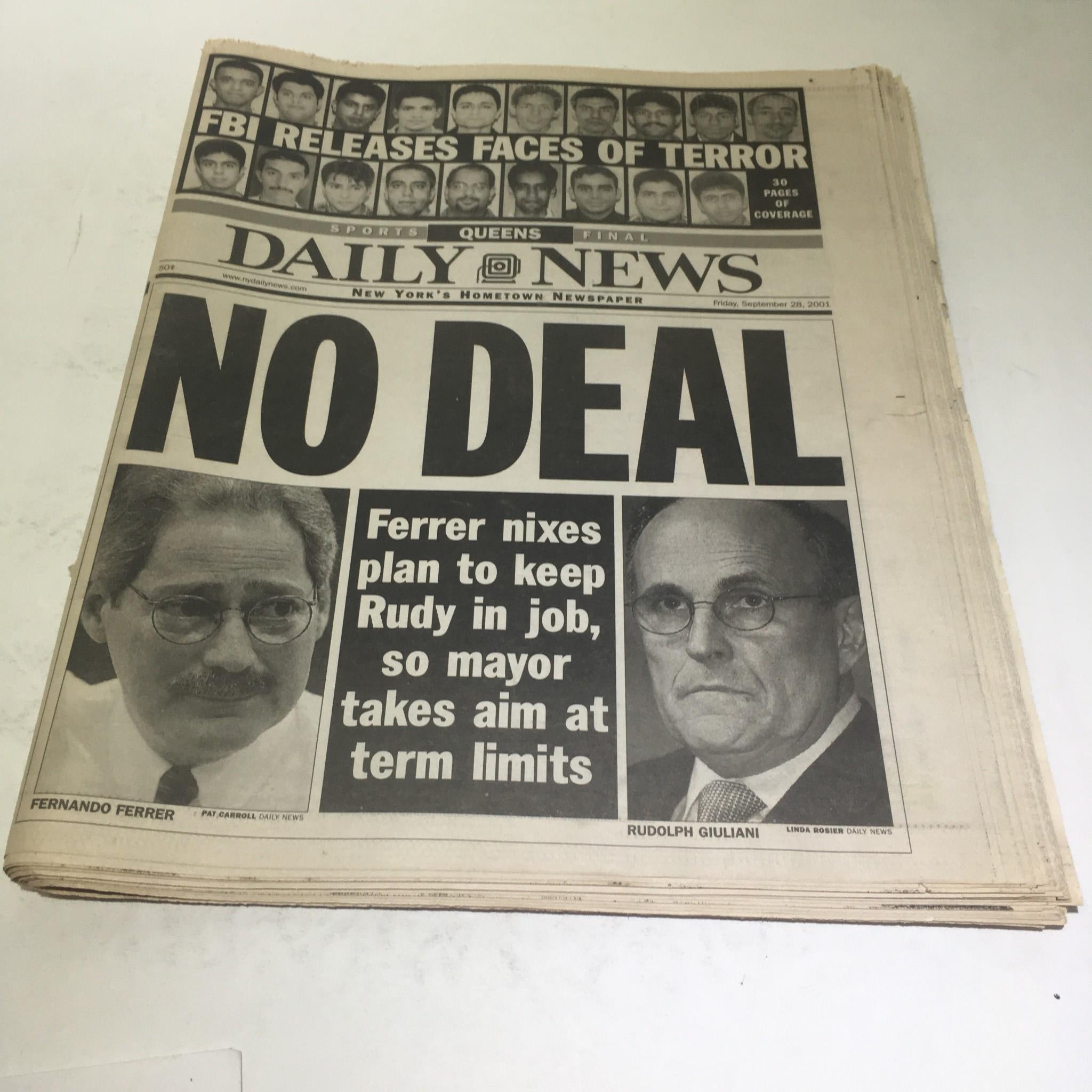 NY Daily News: Sept 28 2001 No Deal