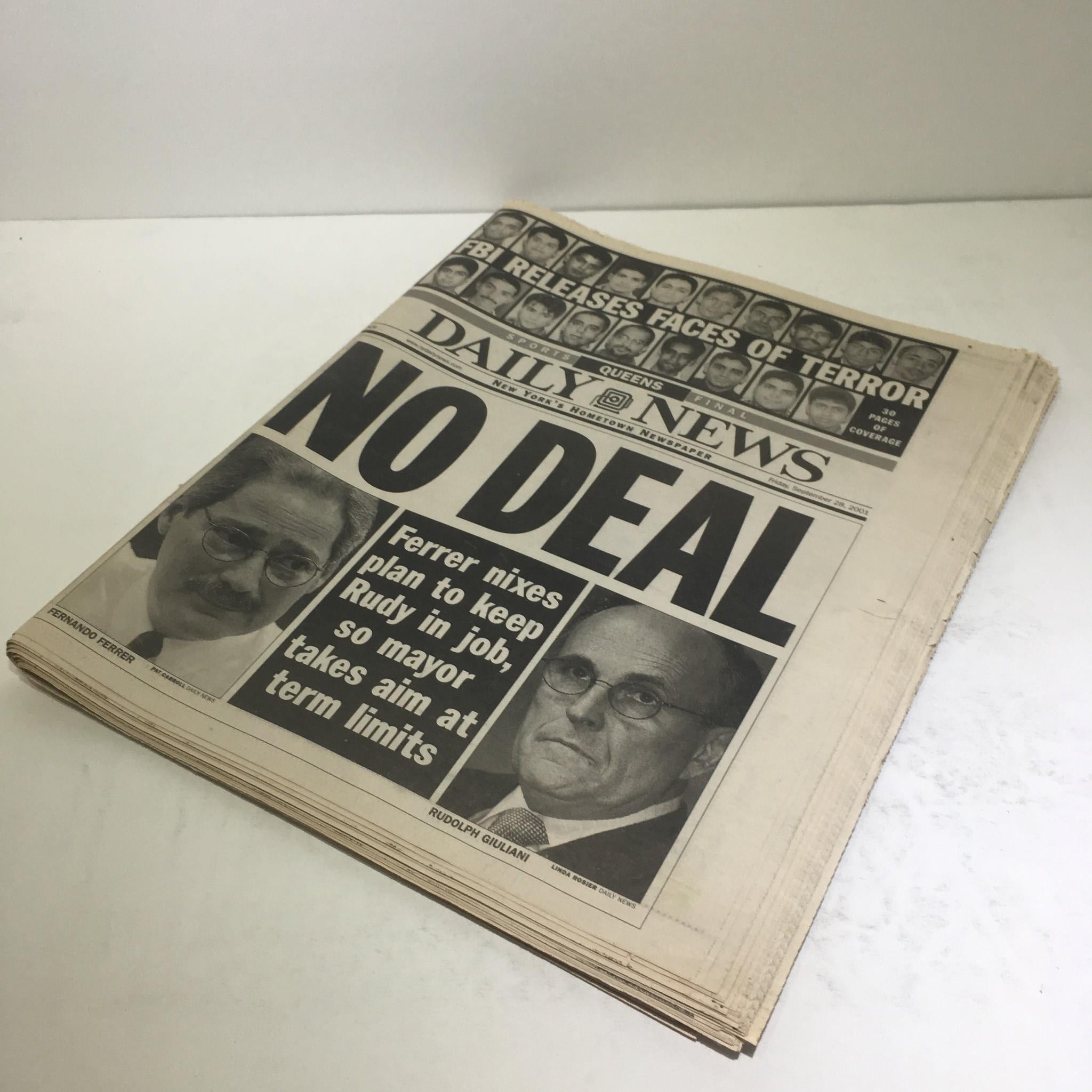 NY Daily News: Sept 28 2001 No Deal