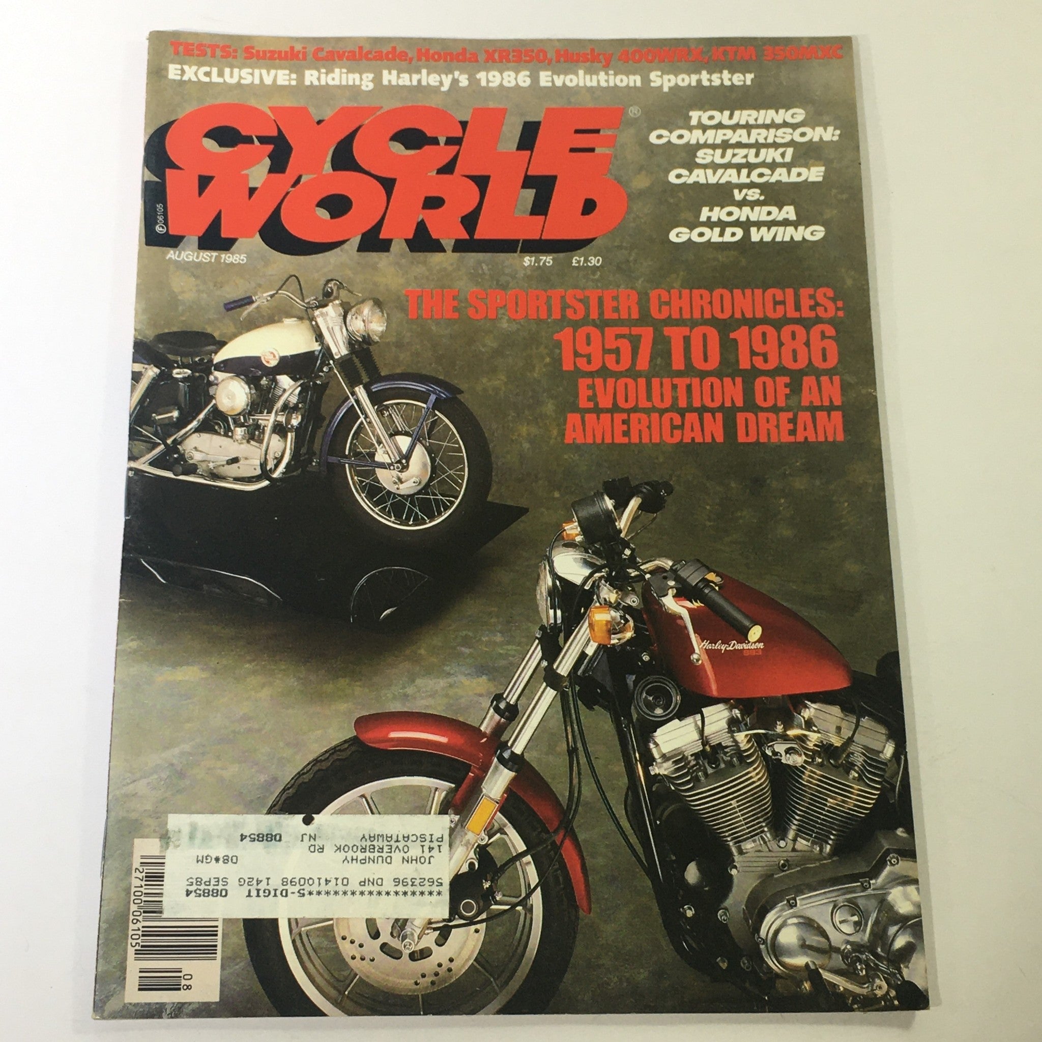 VTG Cycle World Magazine August 1985 - Suzuki Cavalcade / Honda XR350 / 400WRX