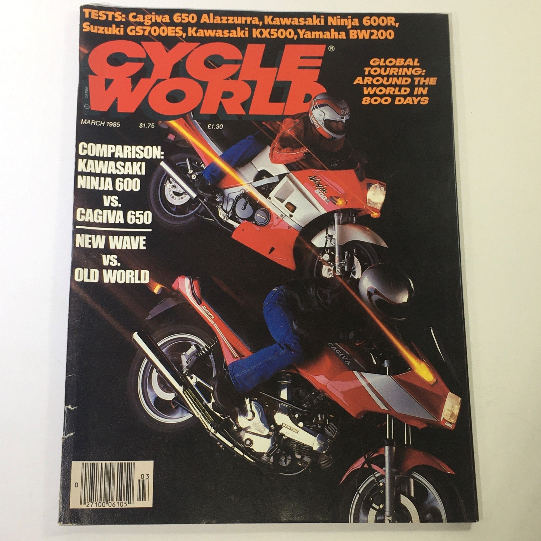 VTG Cycle World Magazine March 1985 - Cagiva 650 Alazzurra / Kawasaki Ninja 600R