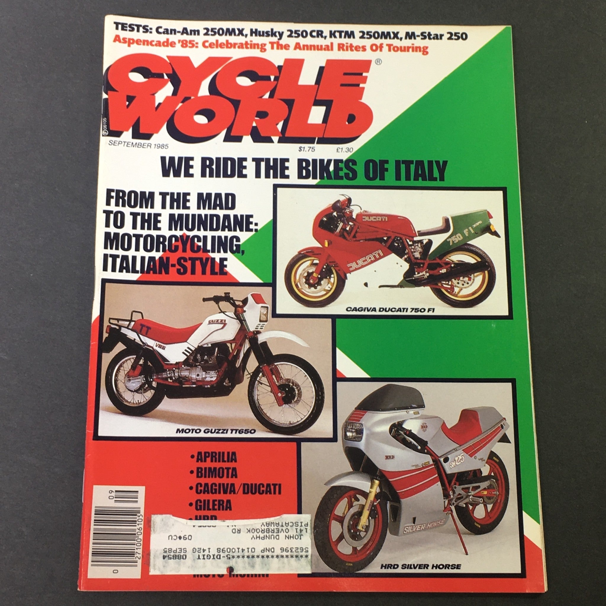 VTG Cycle World Magazine September 1985 - Can-Am 250MX, Husky 250CR, KTM 250MX