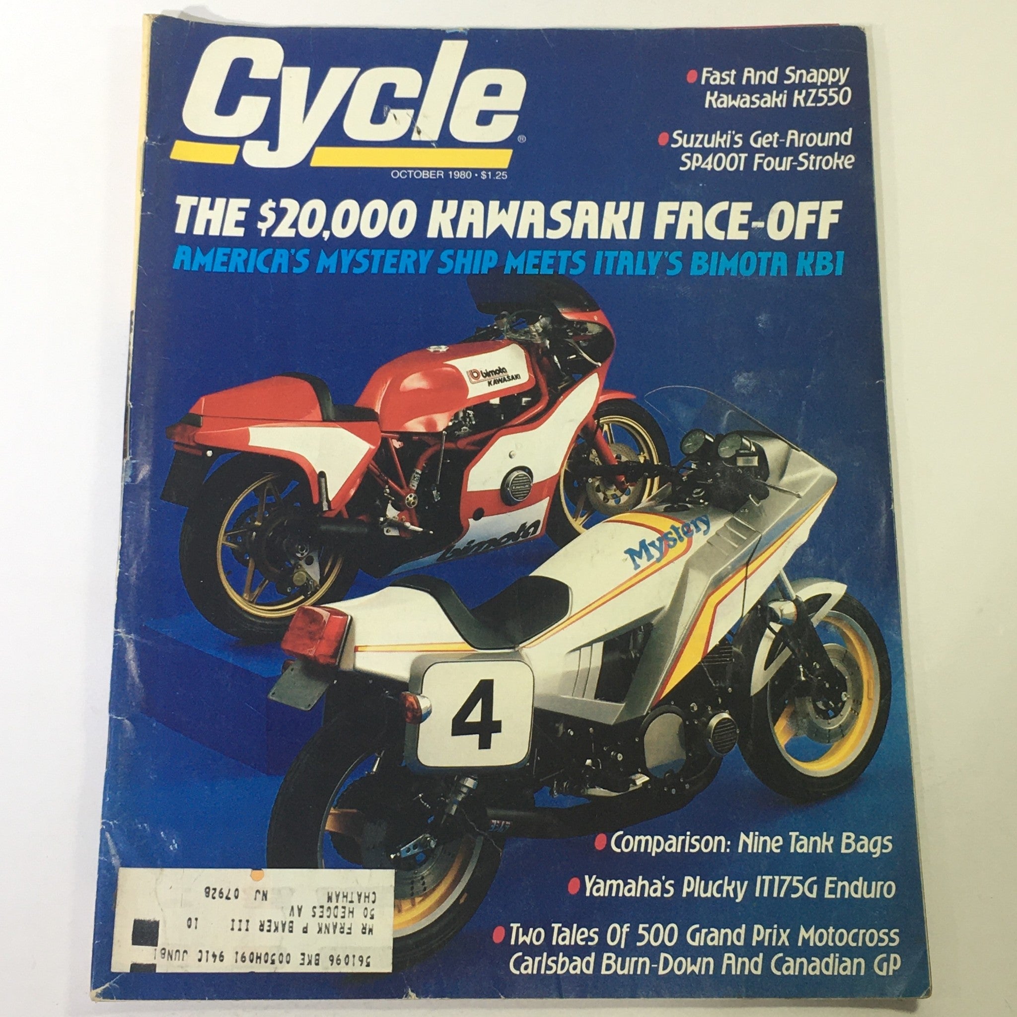 VTG Cycle Magazine October 1980 - Kawasaki KZ550 / Suzuki SP400T / Bimota KB1