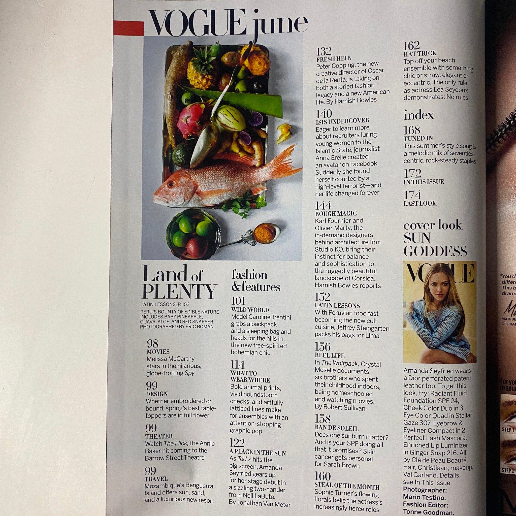 Vogue Magazine June 2015 interior page focusing on culinary features and lively food photography.